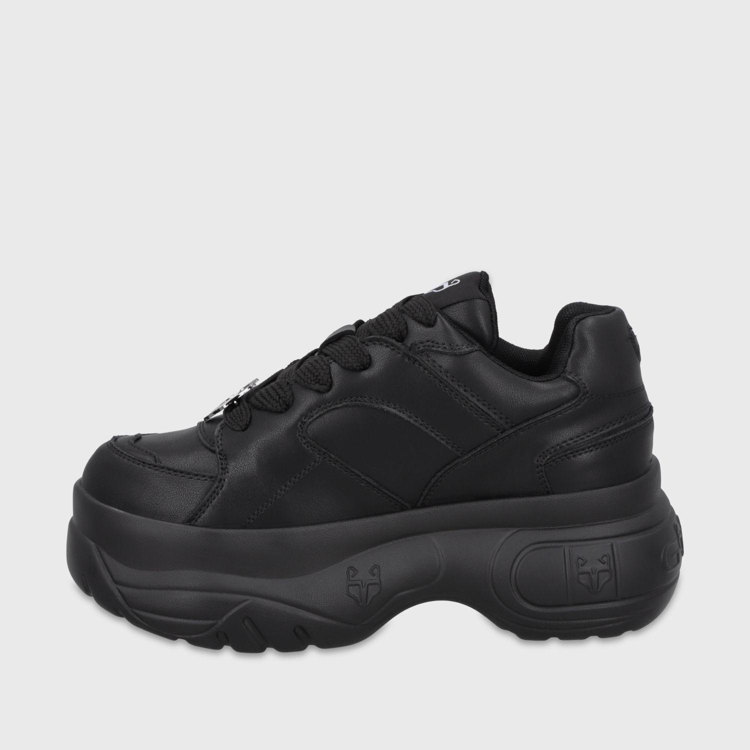 Zapatilla Plataforma Cuero Negra Mujer 9724A23 Gotta-3