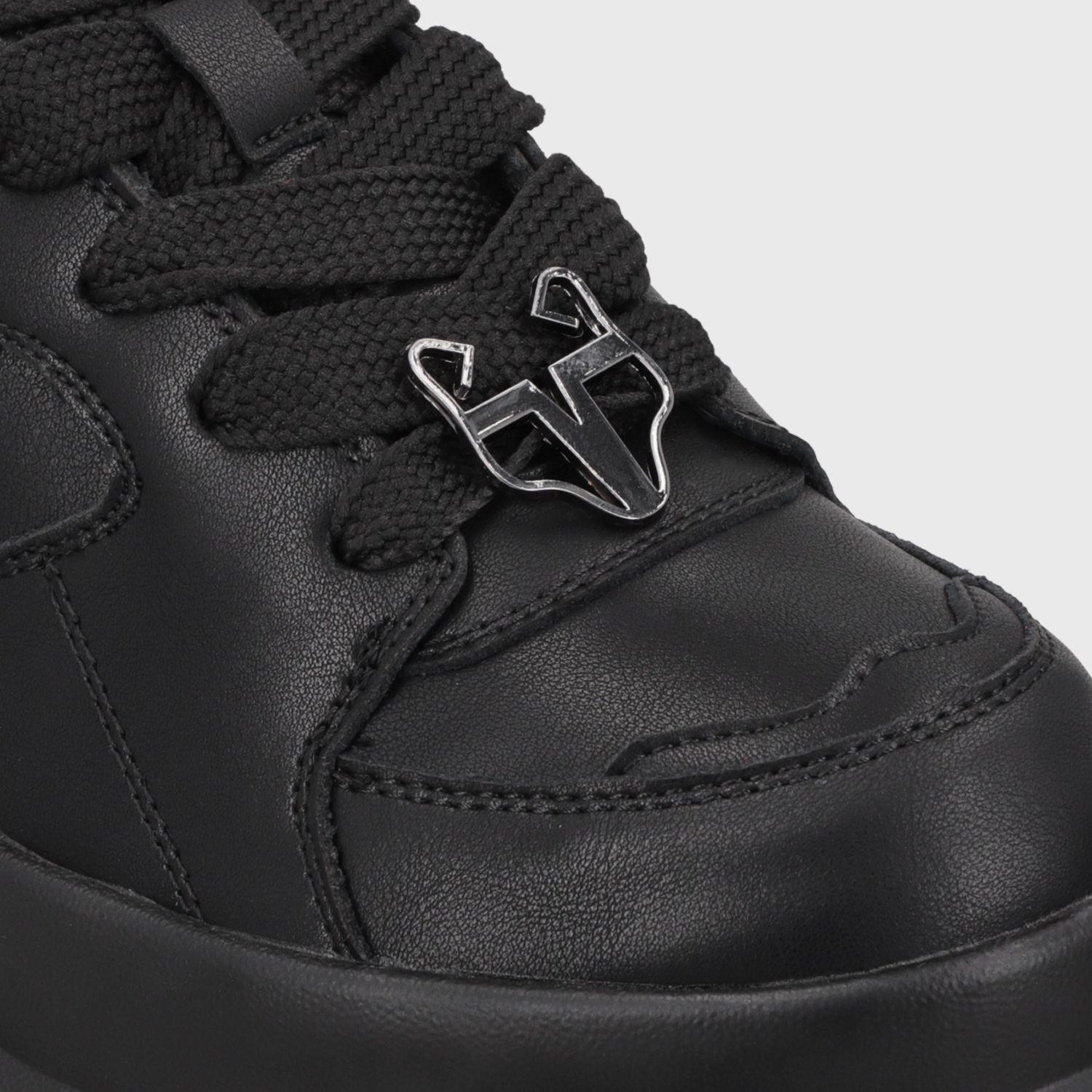 Zapatilla Plataforma Cuero Negra Mujer 9724A23 Gotta-5