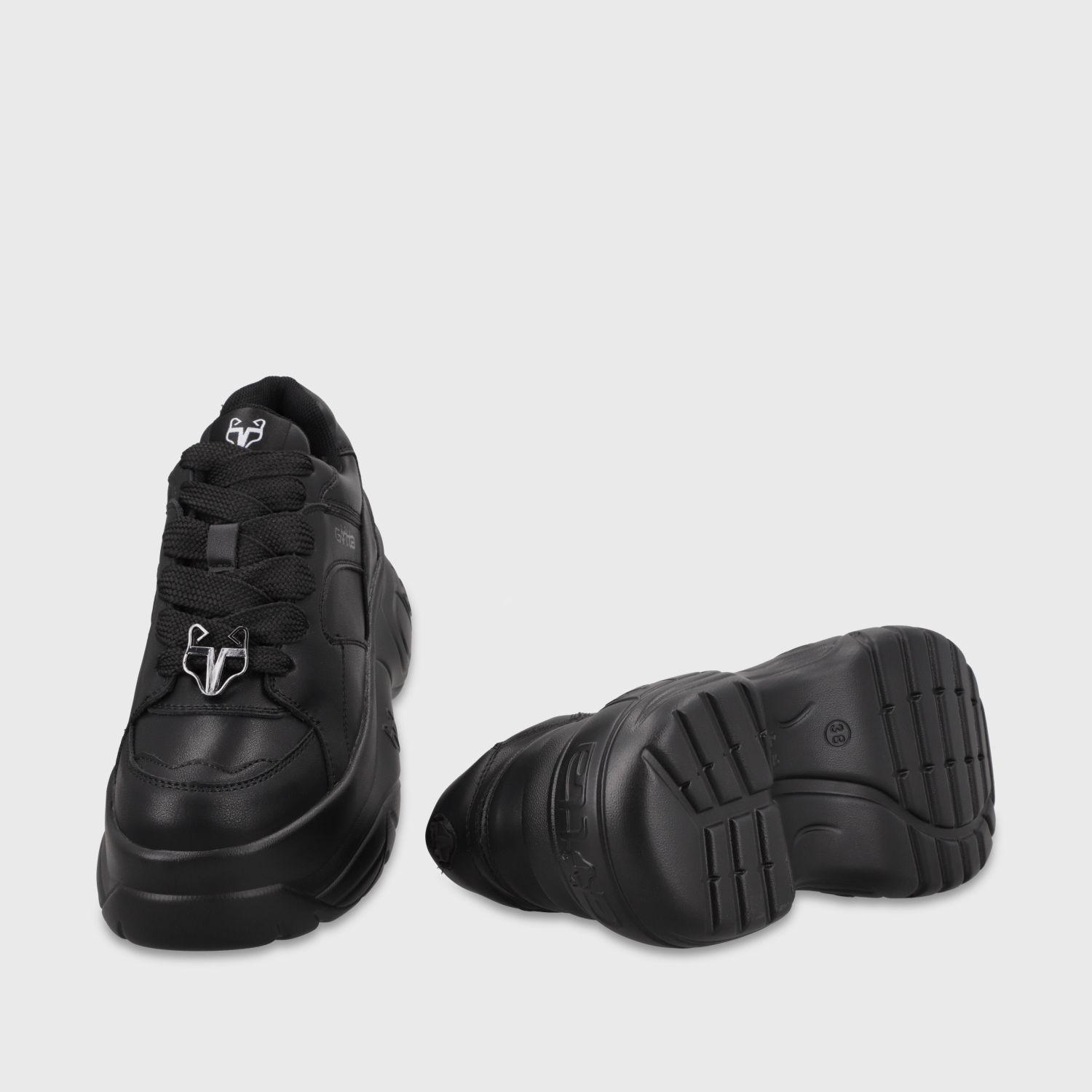 Zapatilla Plataforma Cuero Negra Mujer 9724A23 Gotta-6