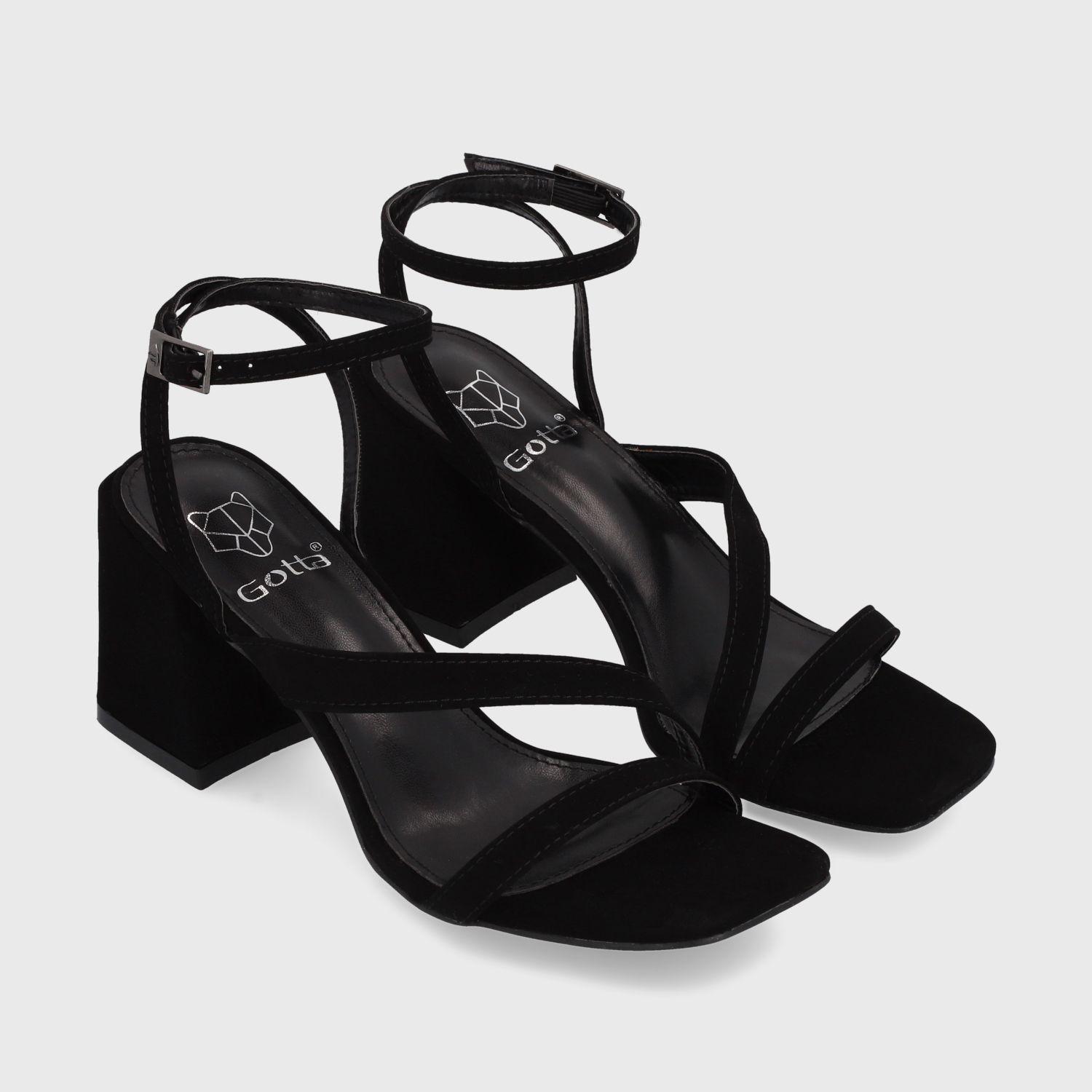 Sandalia Taco Negra Mujer 35132 Gotta-2