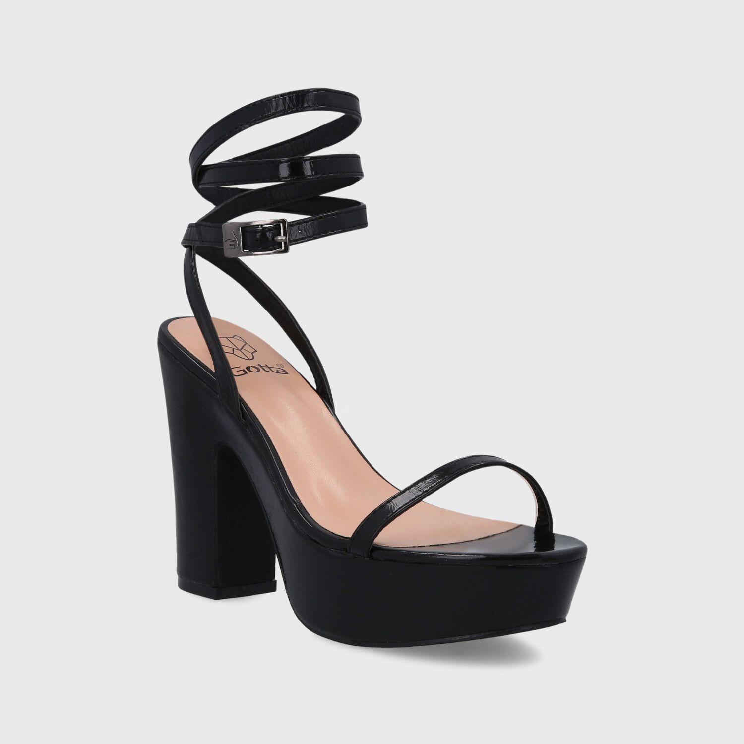 Sandalia Taco Negra Mujer 36132 Gotta-1