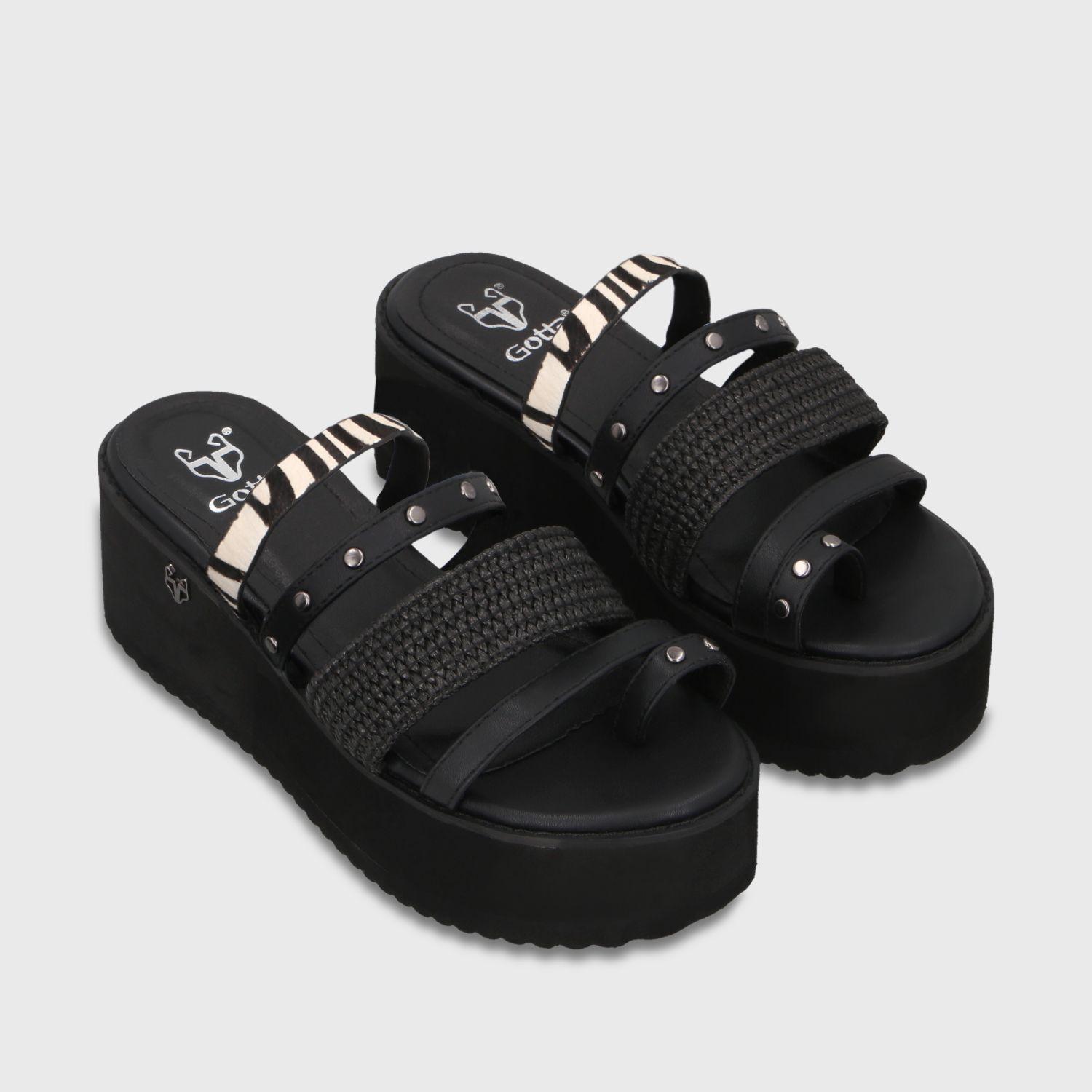 Sandalia Plataforma Negra Mujer 15617 Gotta-2