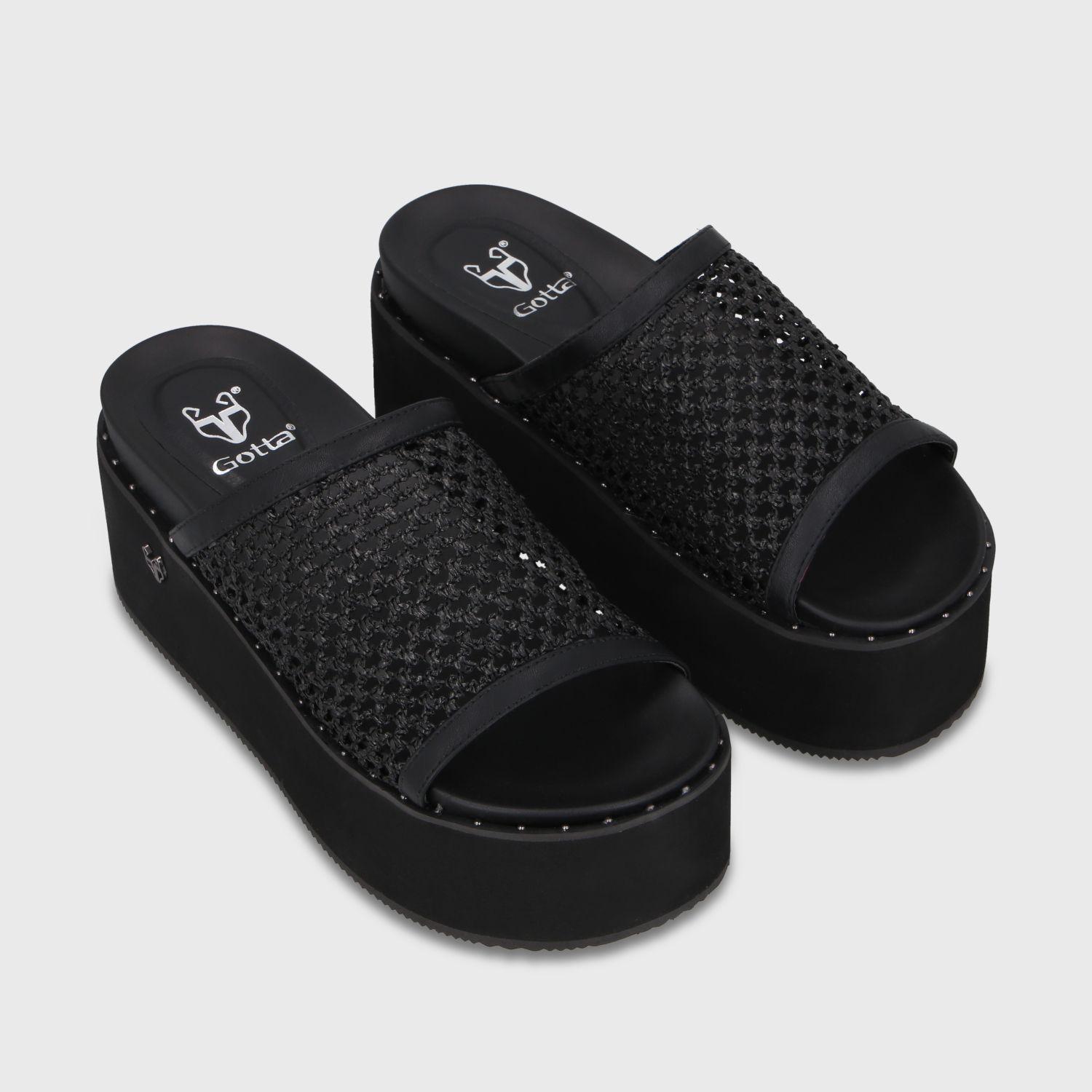 Sandalia Plataforma Negra Mujer 1566H Gotta-2