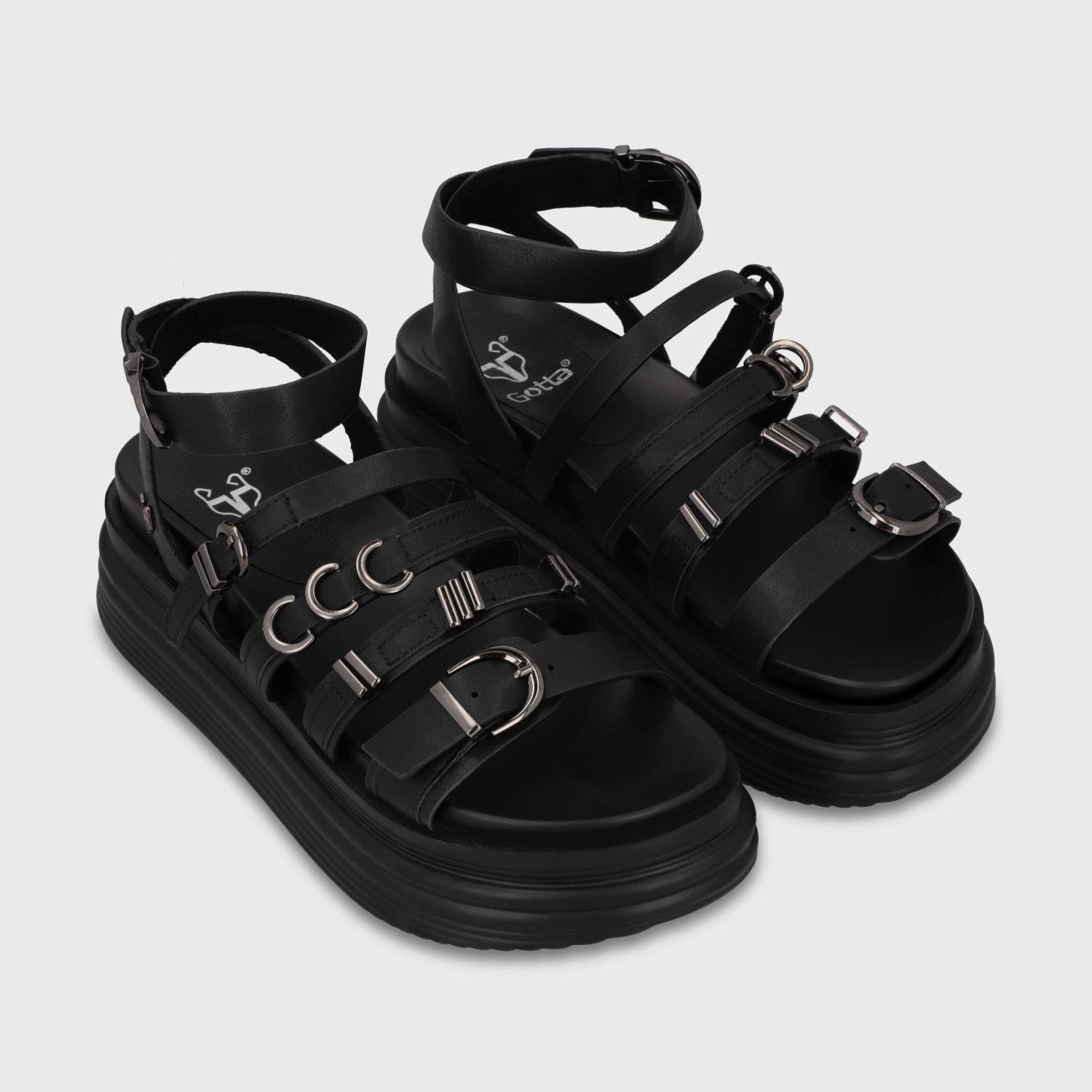 Sandalia Plataforma Negro Mujer 1571C Gotta-2