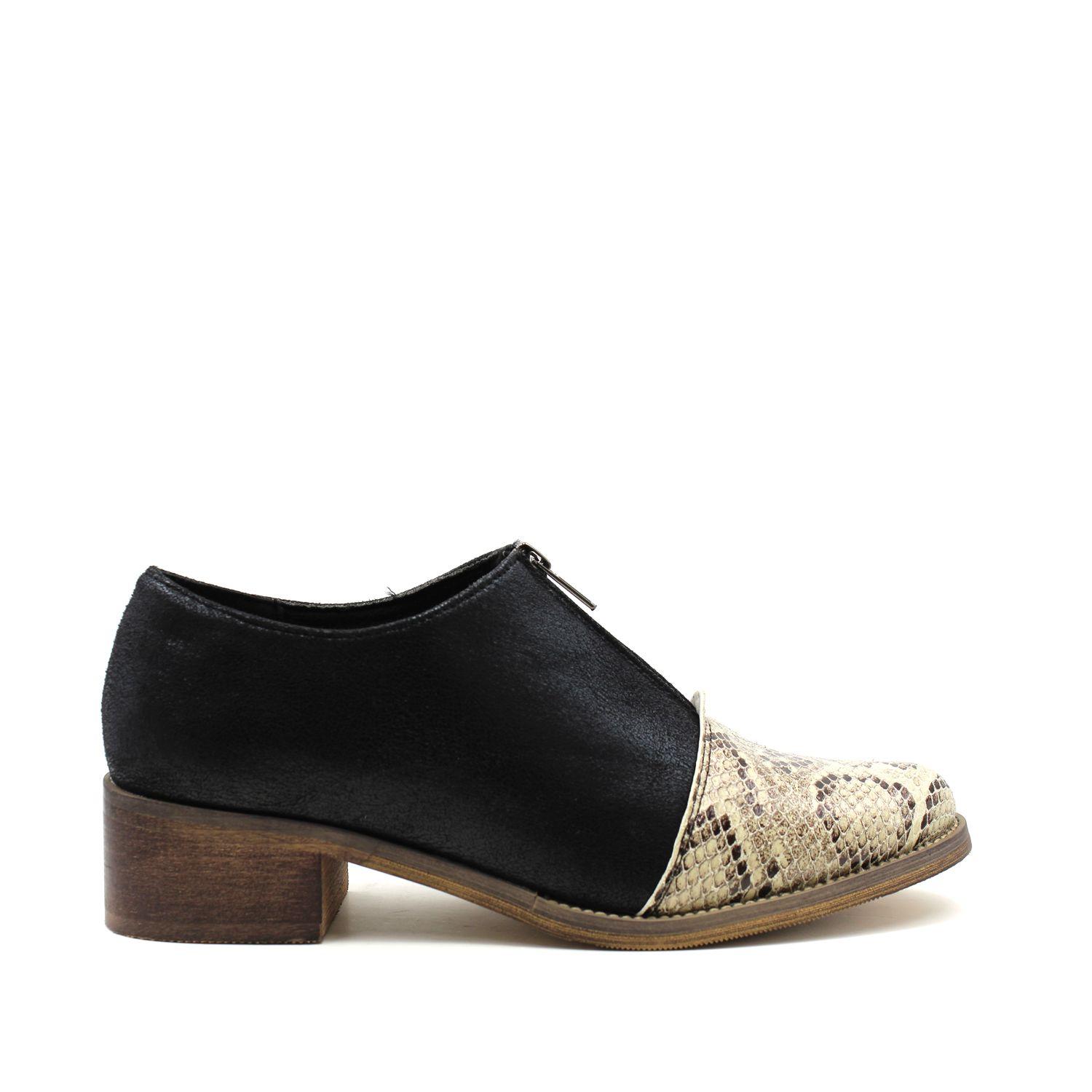 Zapato Negro Animal Print Mujer 87159 Gotta-0