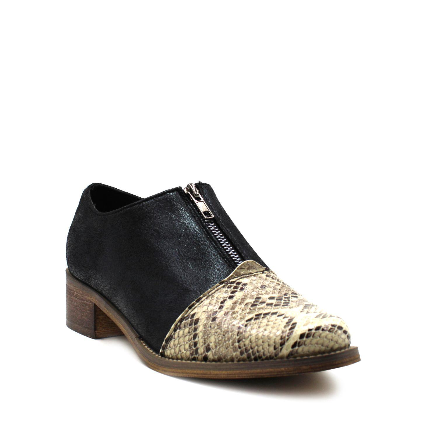 Zapato Negro Animal Print Mujer 87159 Gotta-1