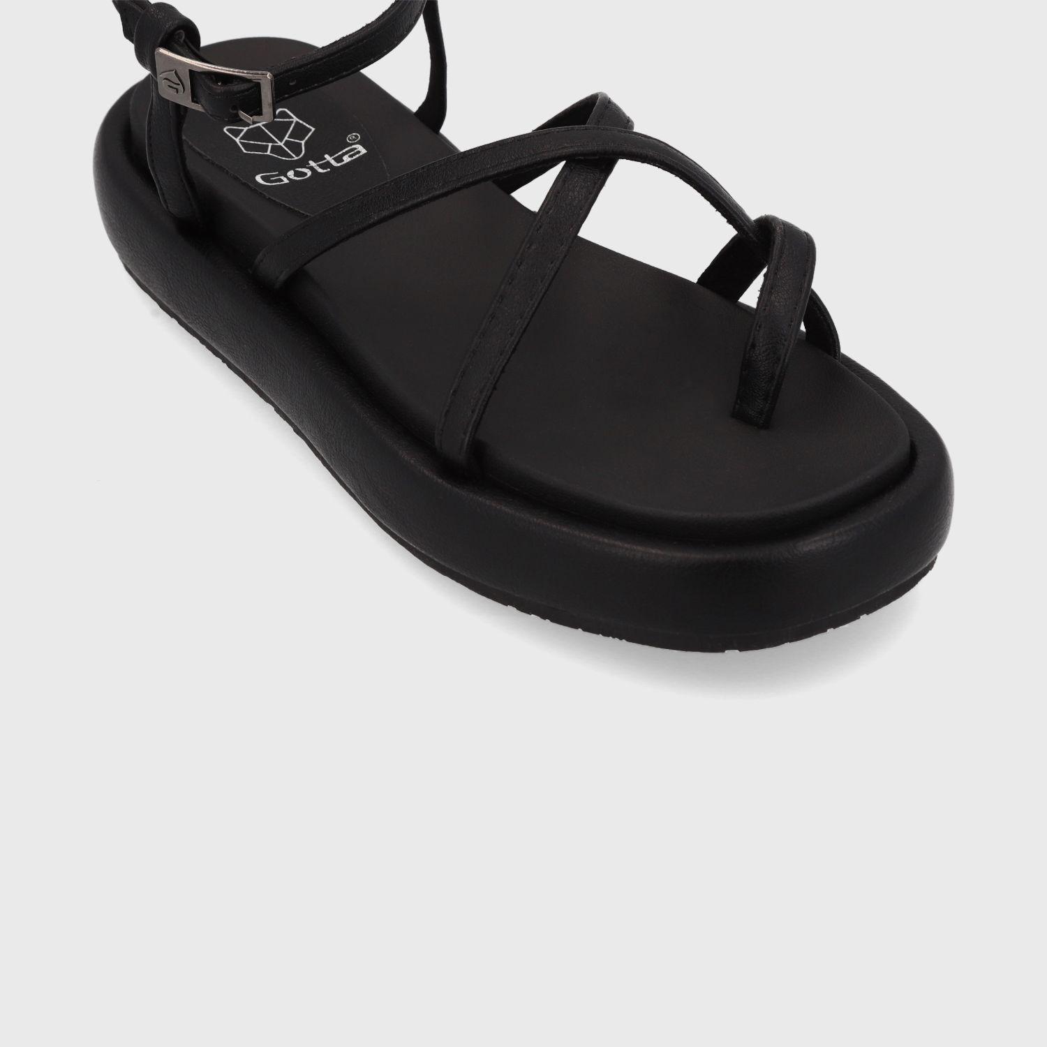 Sandalia Plana Negra Mujer 35210 Gotta-5