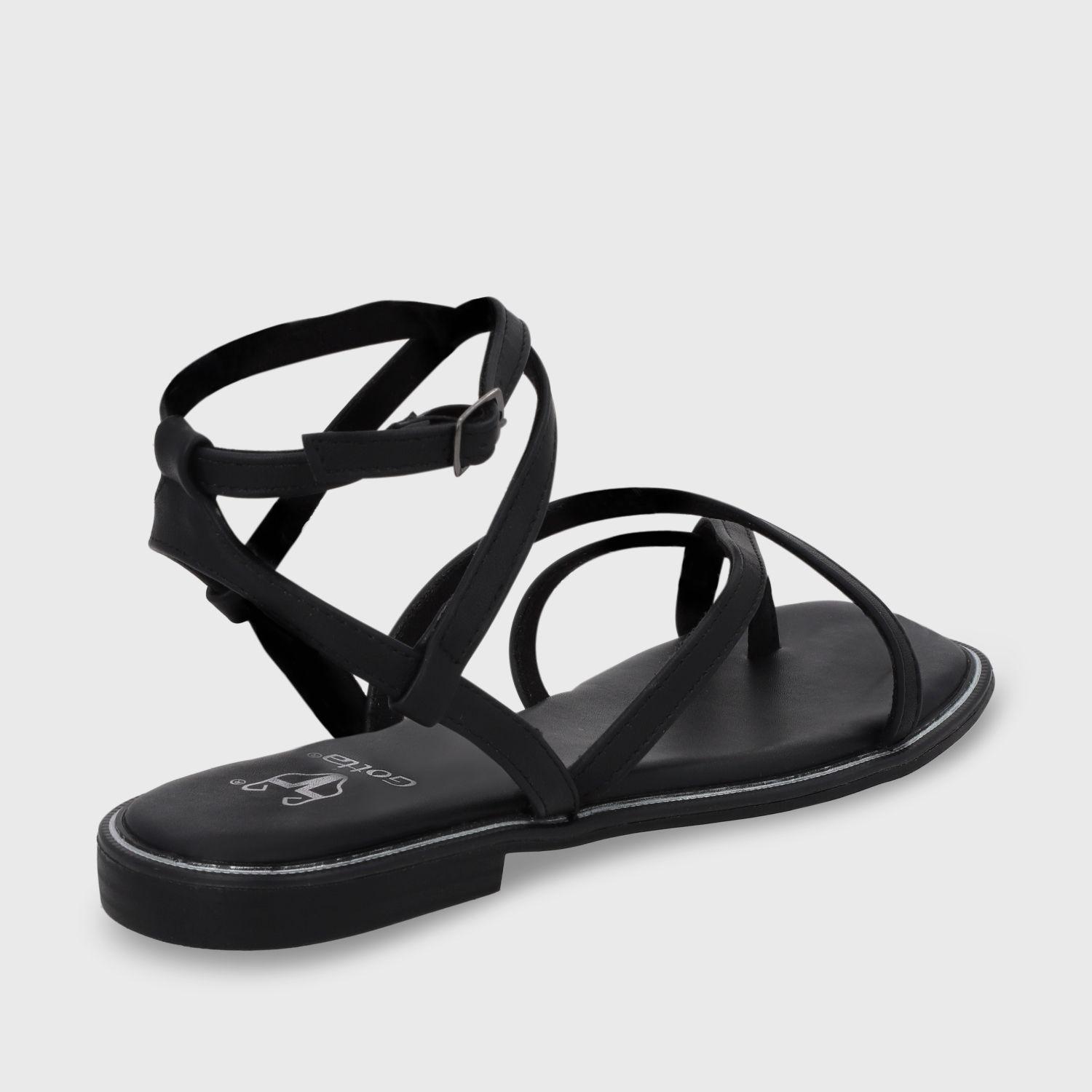 Sandalia Plana Negra Mujer 55221 Gotta-2