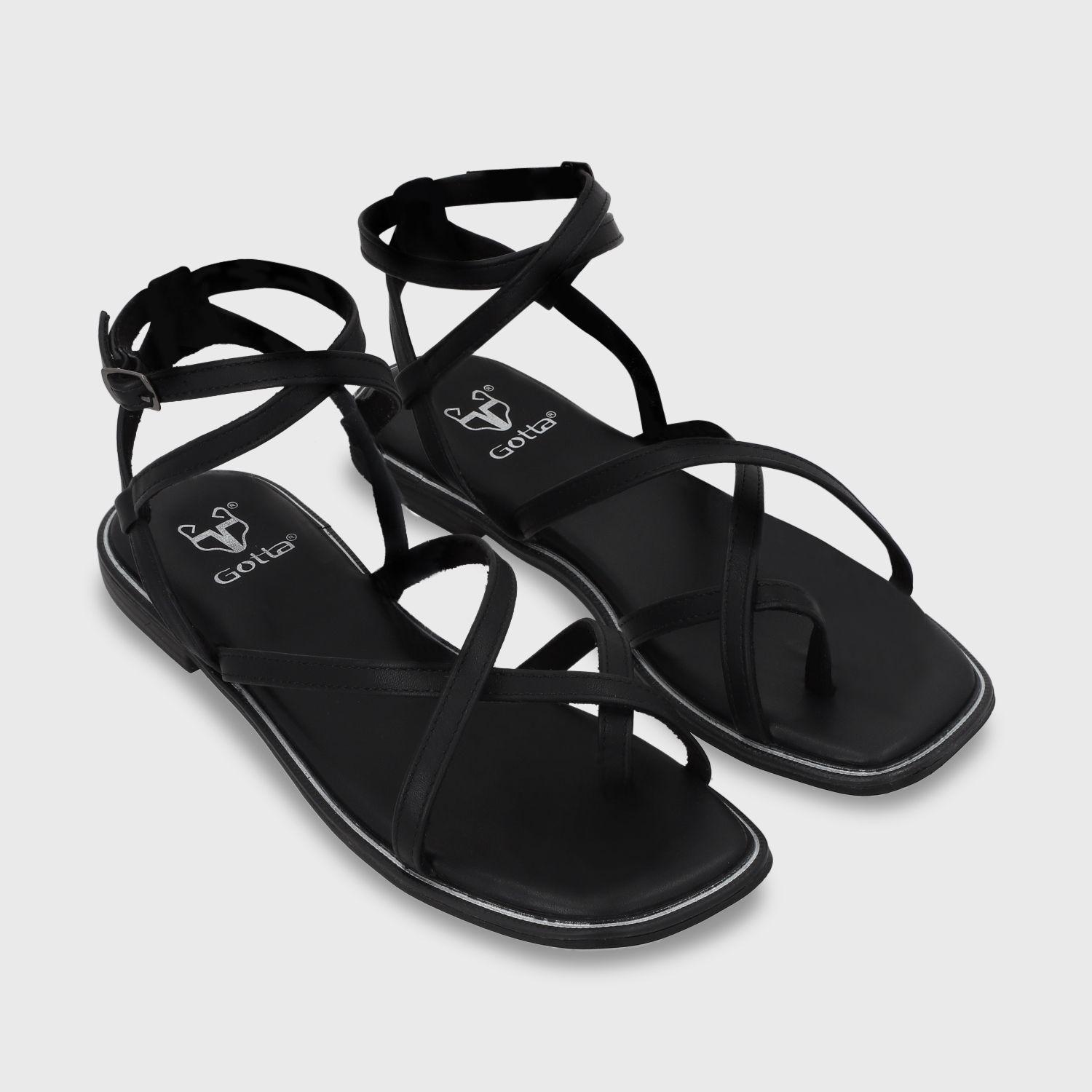 Sandalia Plana Negra Mujer 55221 Gotta-4