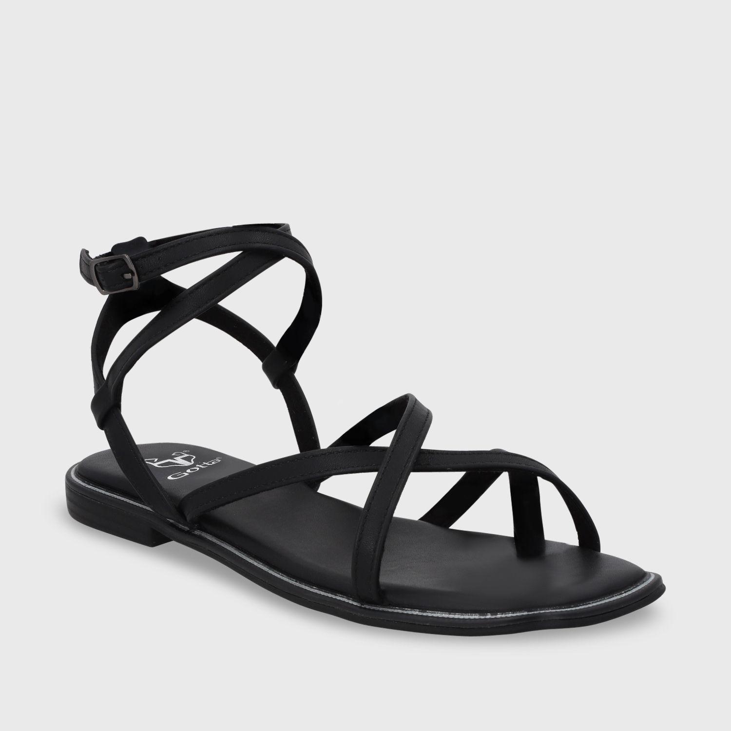 Sandalia Plana Negra Mujer 55221 Gotta-5