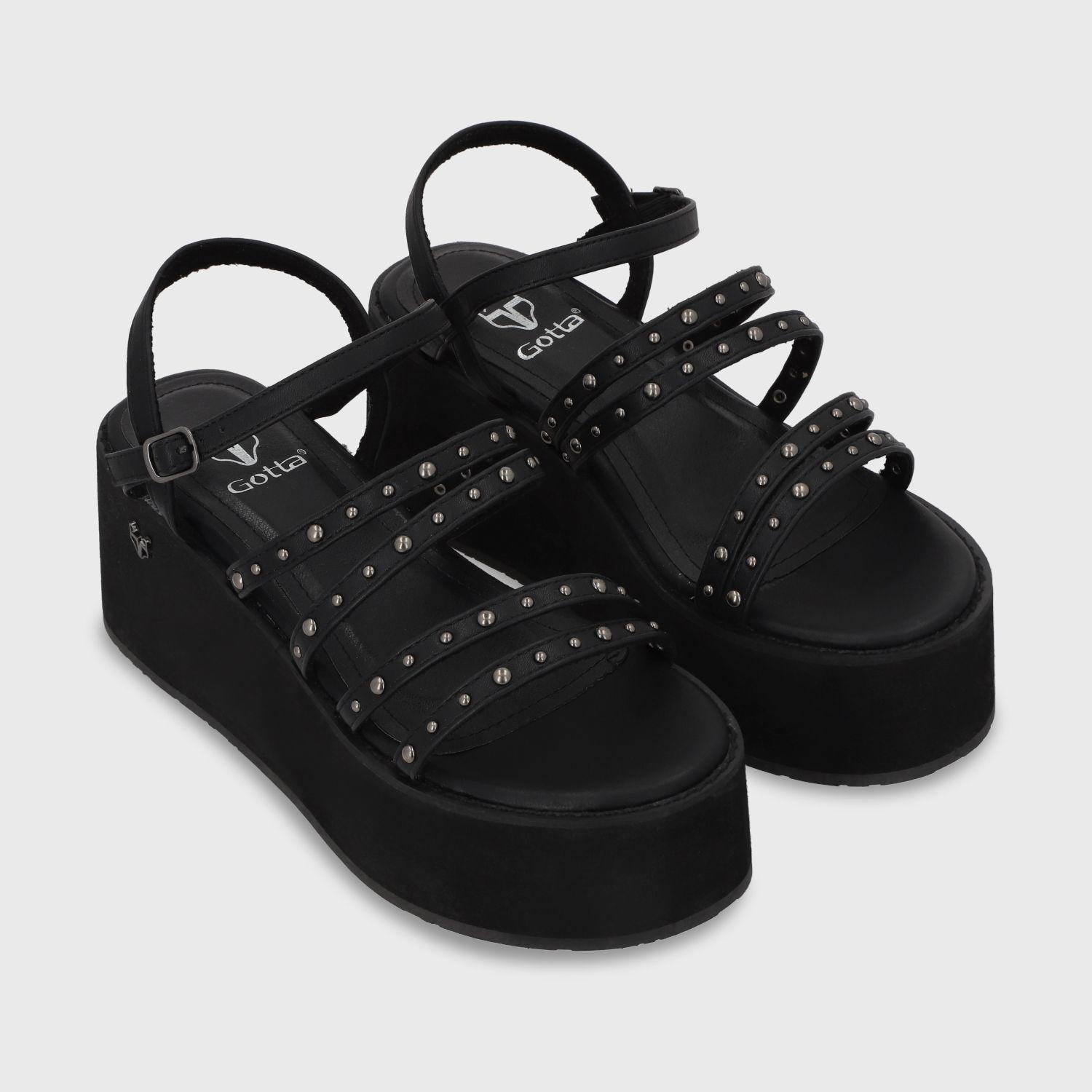 Sandalia Plataforma Negra Mujer 15629 Gotta-2