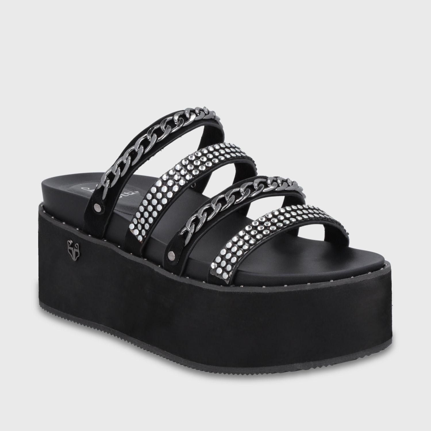 Sandalia Plataforma Negra Mujer 1566F Gotta-1