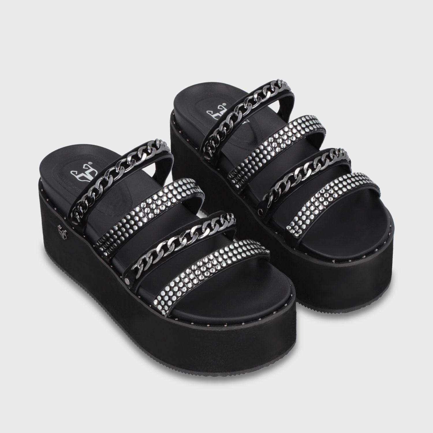 Sandalia Plataforma Negra Mujer 1566F Gotta-2