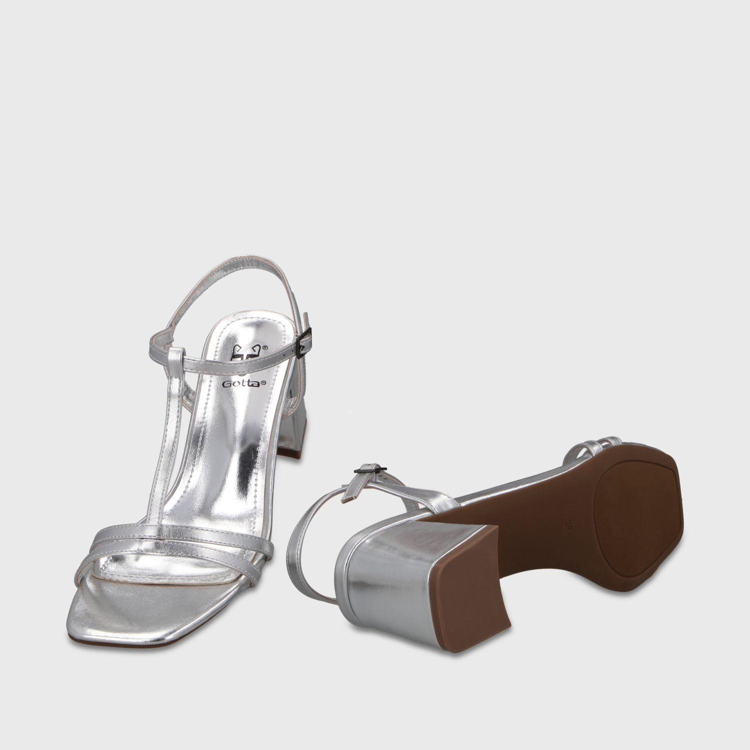 Sandalia Taco Plateada Mujer 64031 Gotta-6
