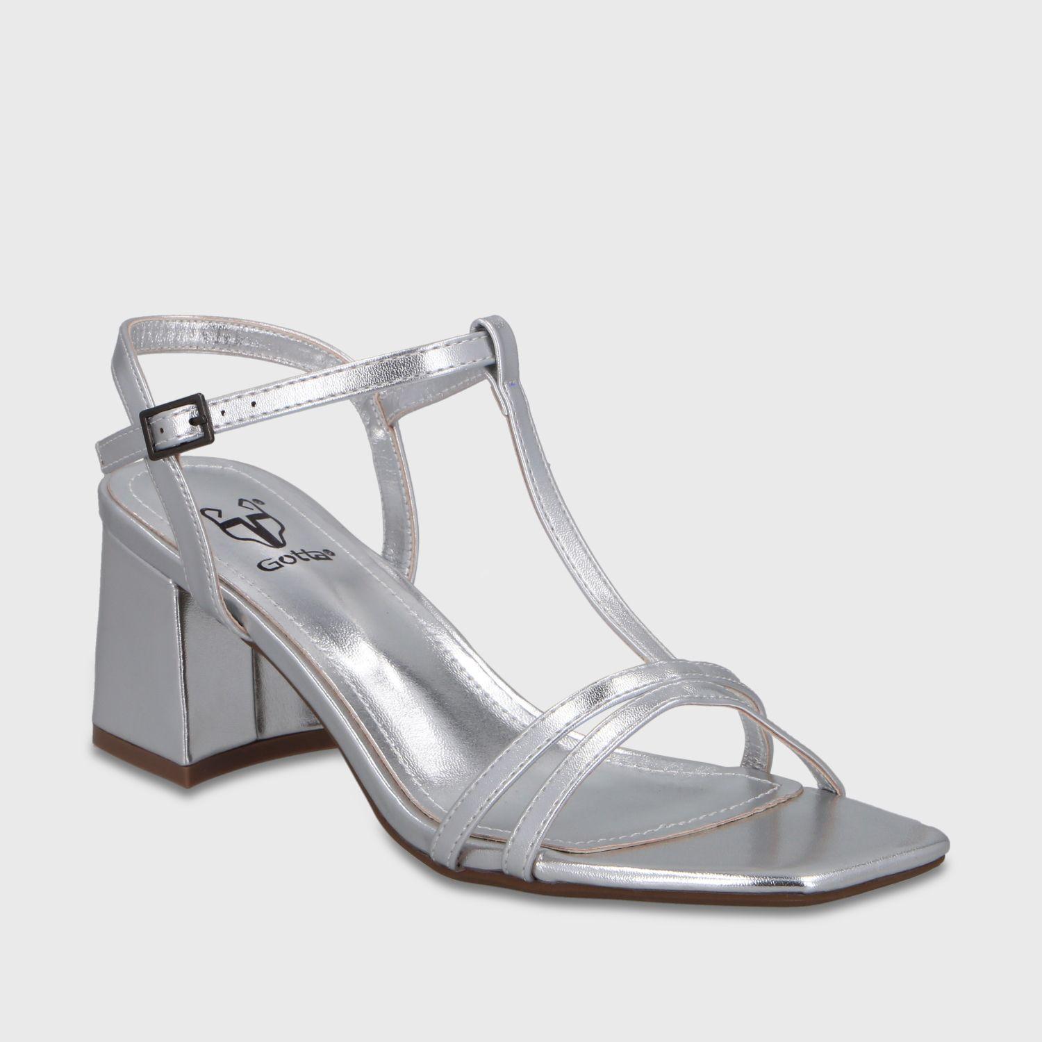 Sandalia Taco Plateada Mujer 64031 Gotta-1