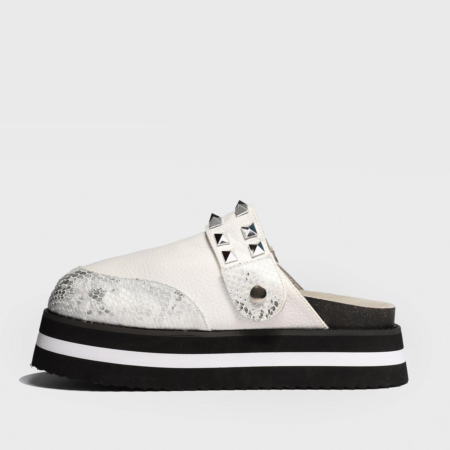 Zueco Blanco Cuero Mujer 25265 Gotta-3