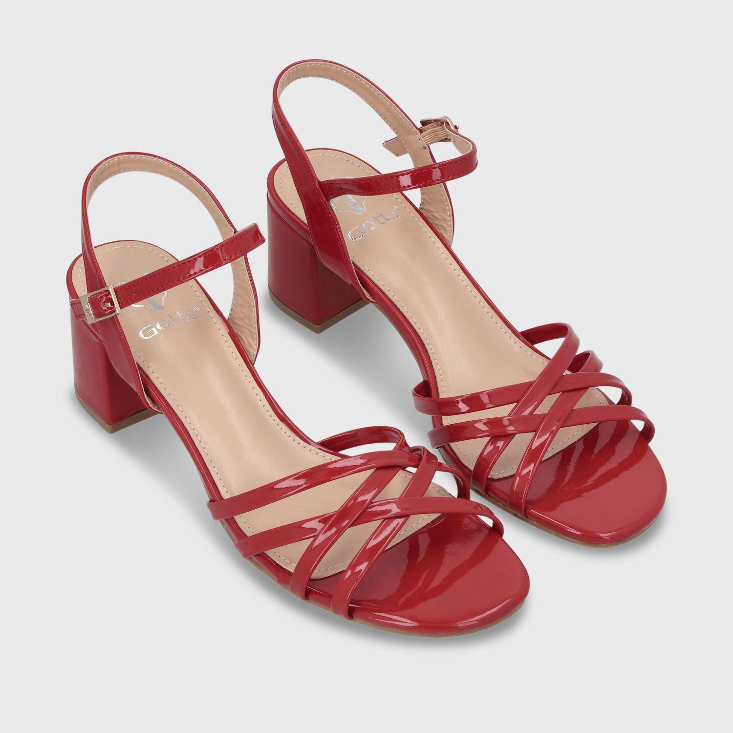 Sandalia Taco Roja Mujer 55901 Gotta-2