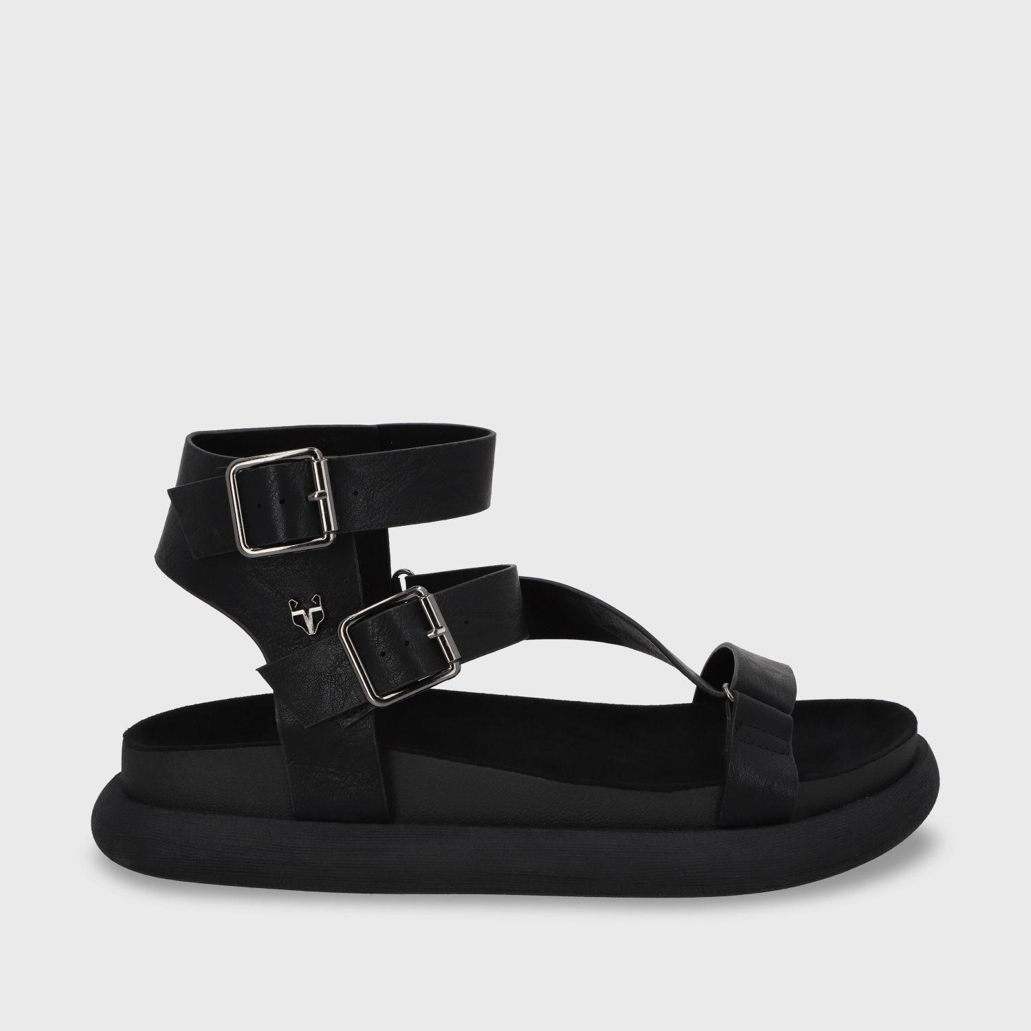 Sandalia Plano Negro Mujer 53702 Gotta-0