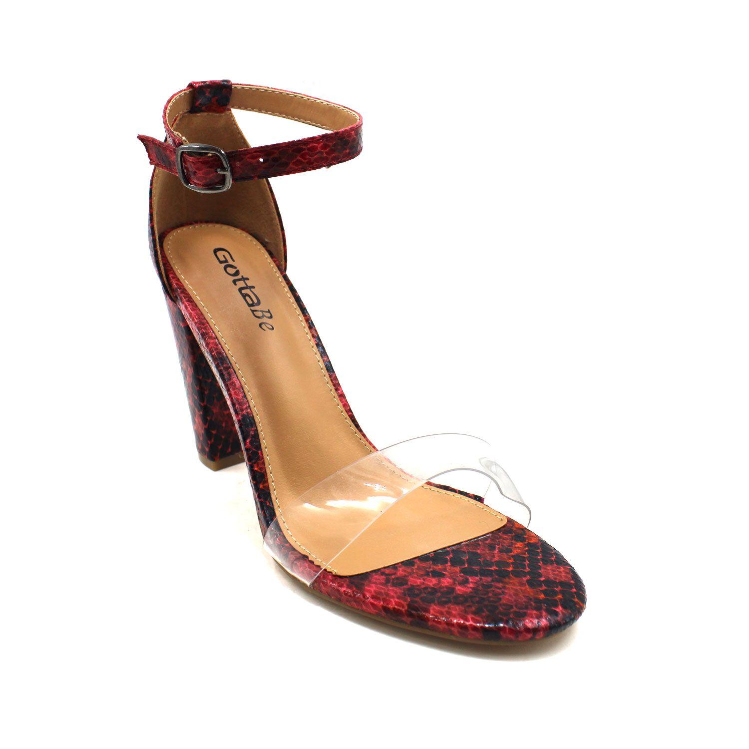 Sandalia Roja Animal Print Mujer 86123 Gotta-1
