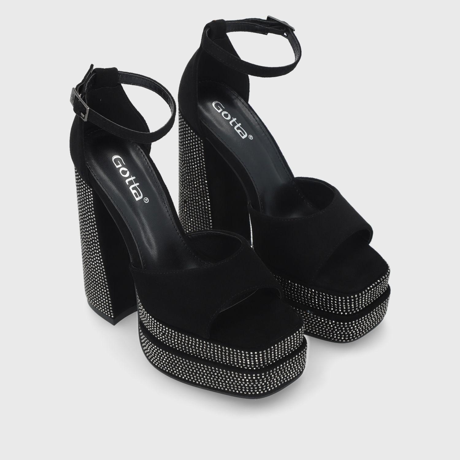 Sandalia Taco Negra  Mujer 25911 Gotta-2