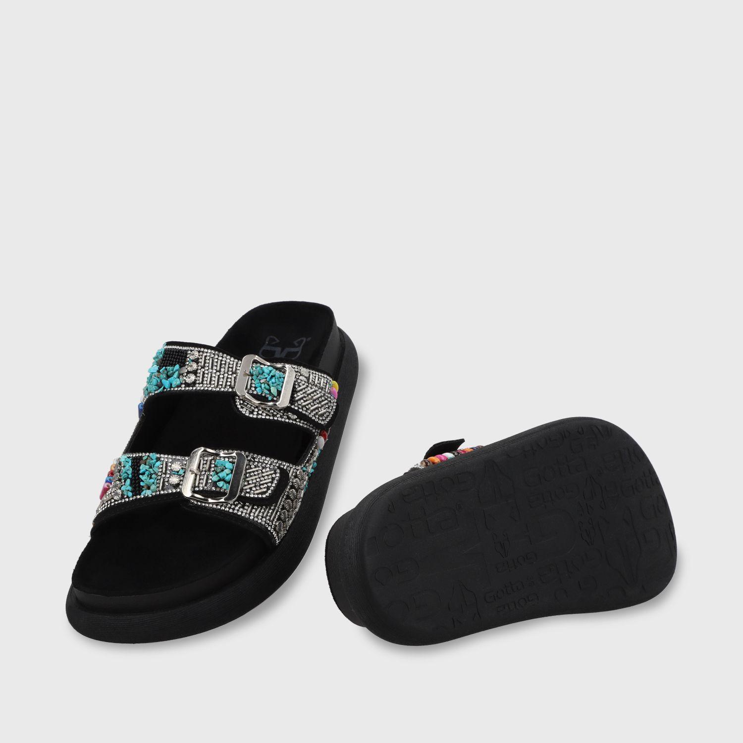 Sandalia Plano Negro Mujer 53705 Gotta-6