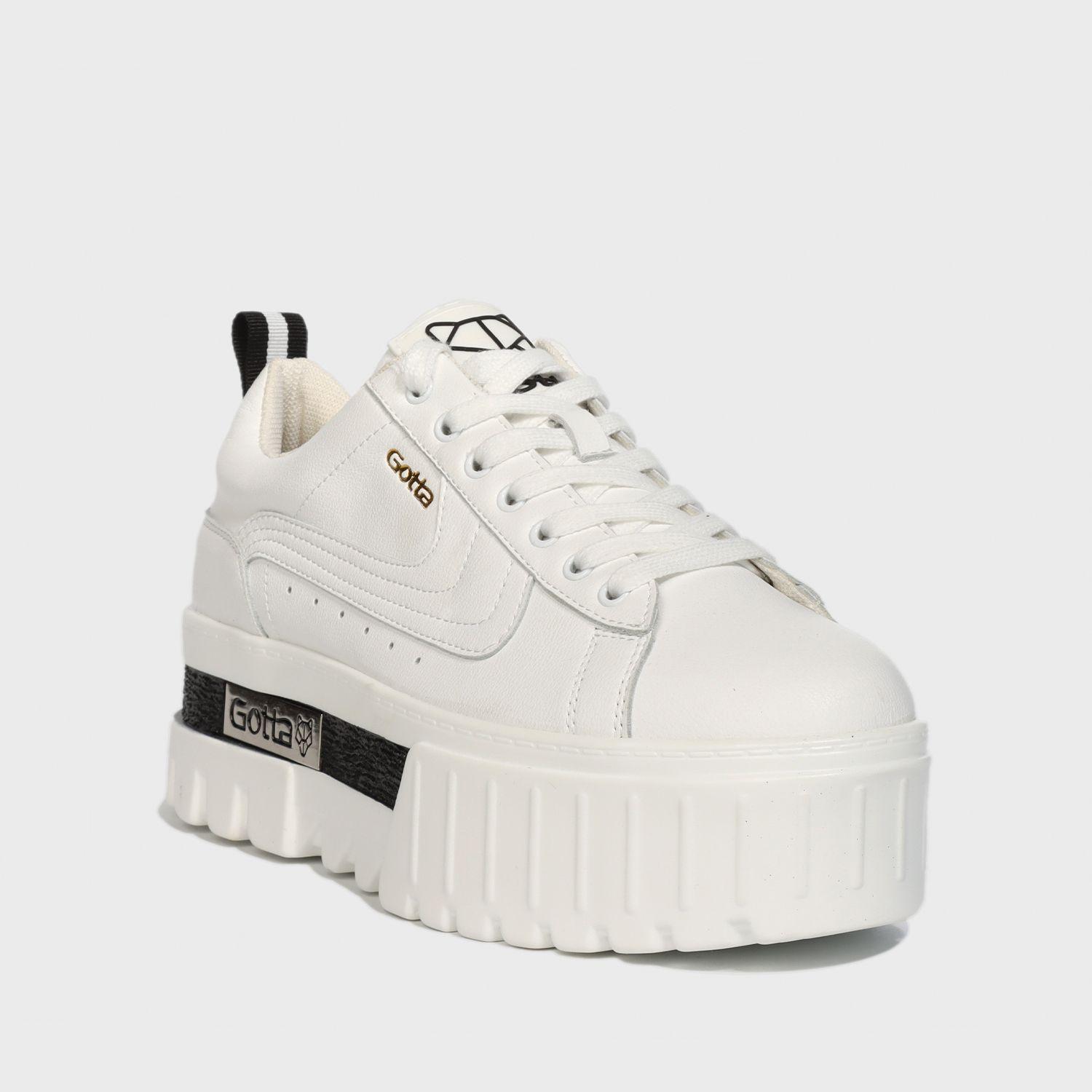 Zapatilla Plataforma Blanca Cuero Mujer 23240 Gotta-1