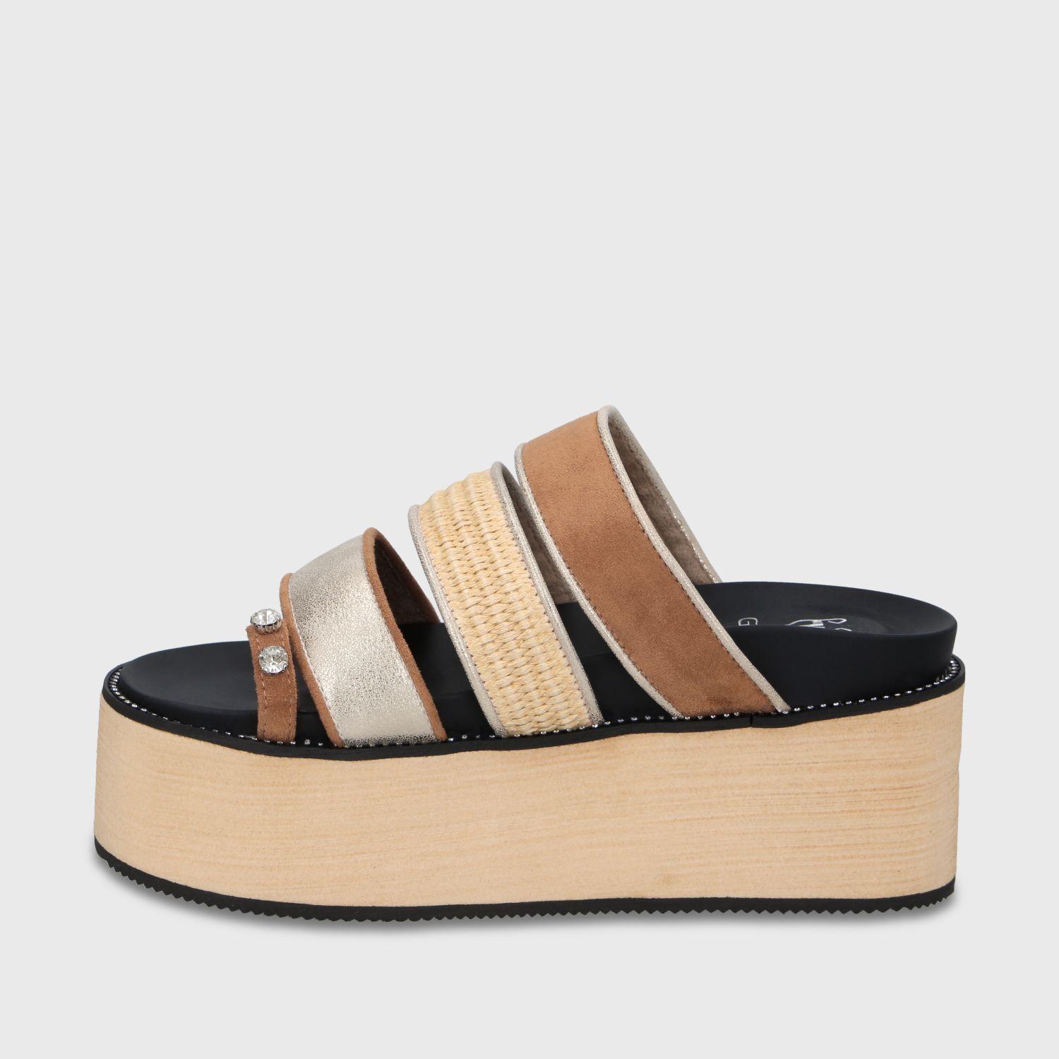 Sandalia Plataforma Beige Camel Mujer 15662 Gotta-3