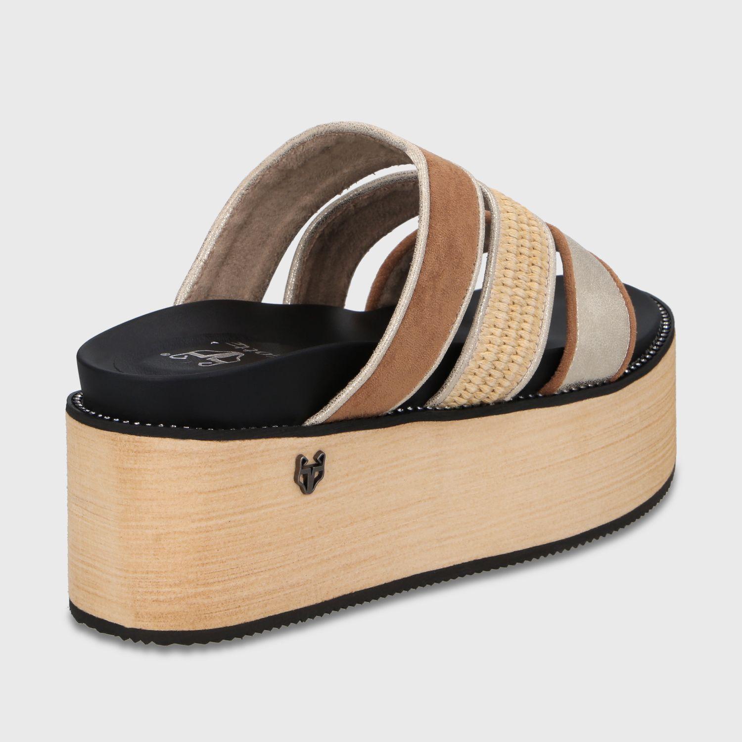 Sandalia Plataforma Beige Camel Mujer 15662 Gotta-4