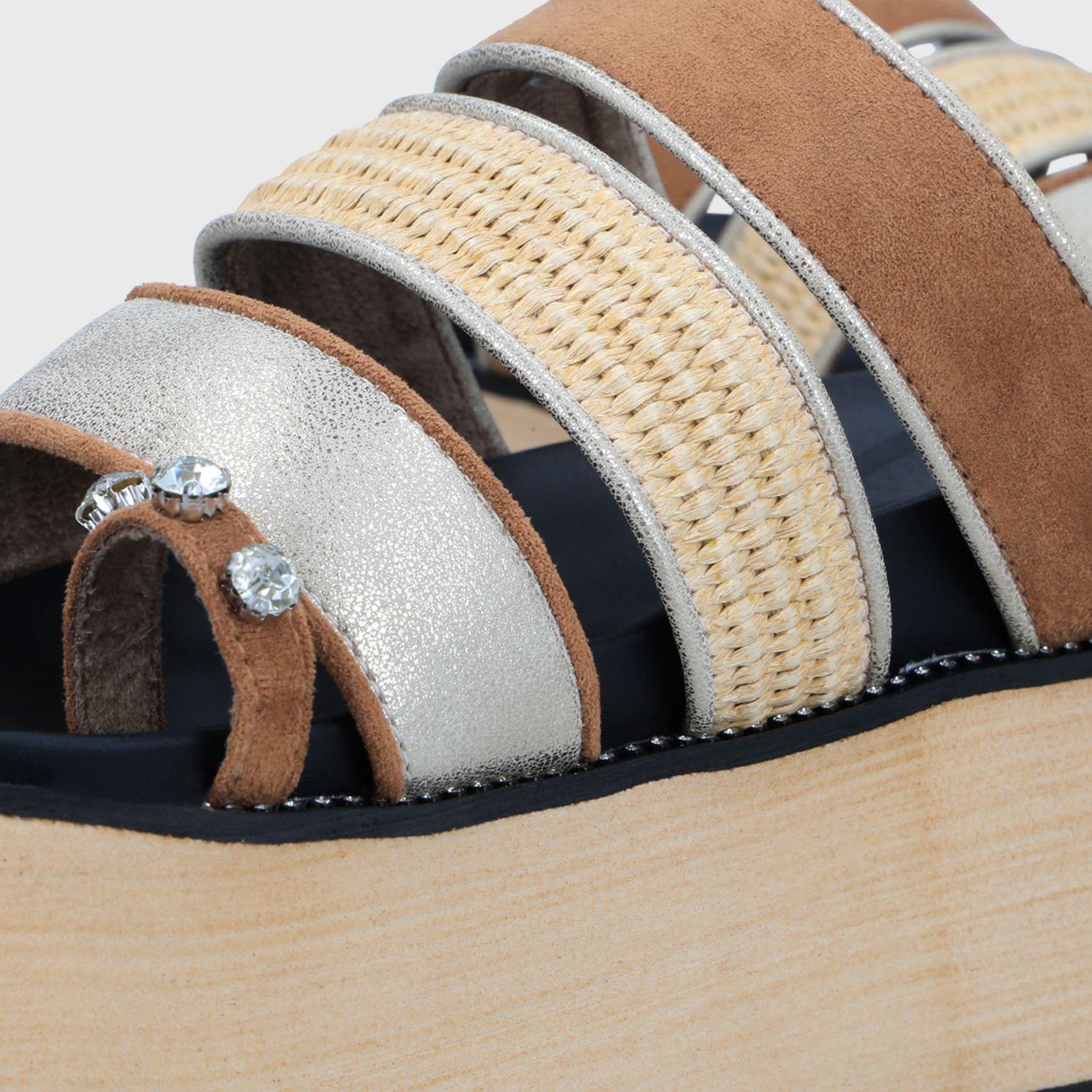 Sandalia Plataforma Beige Camel Mujer 15662 Gotta-5