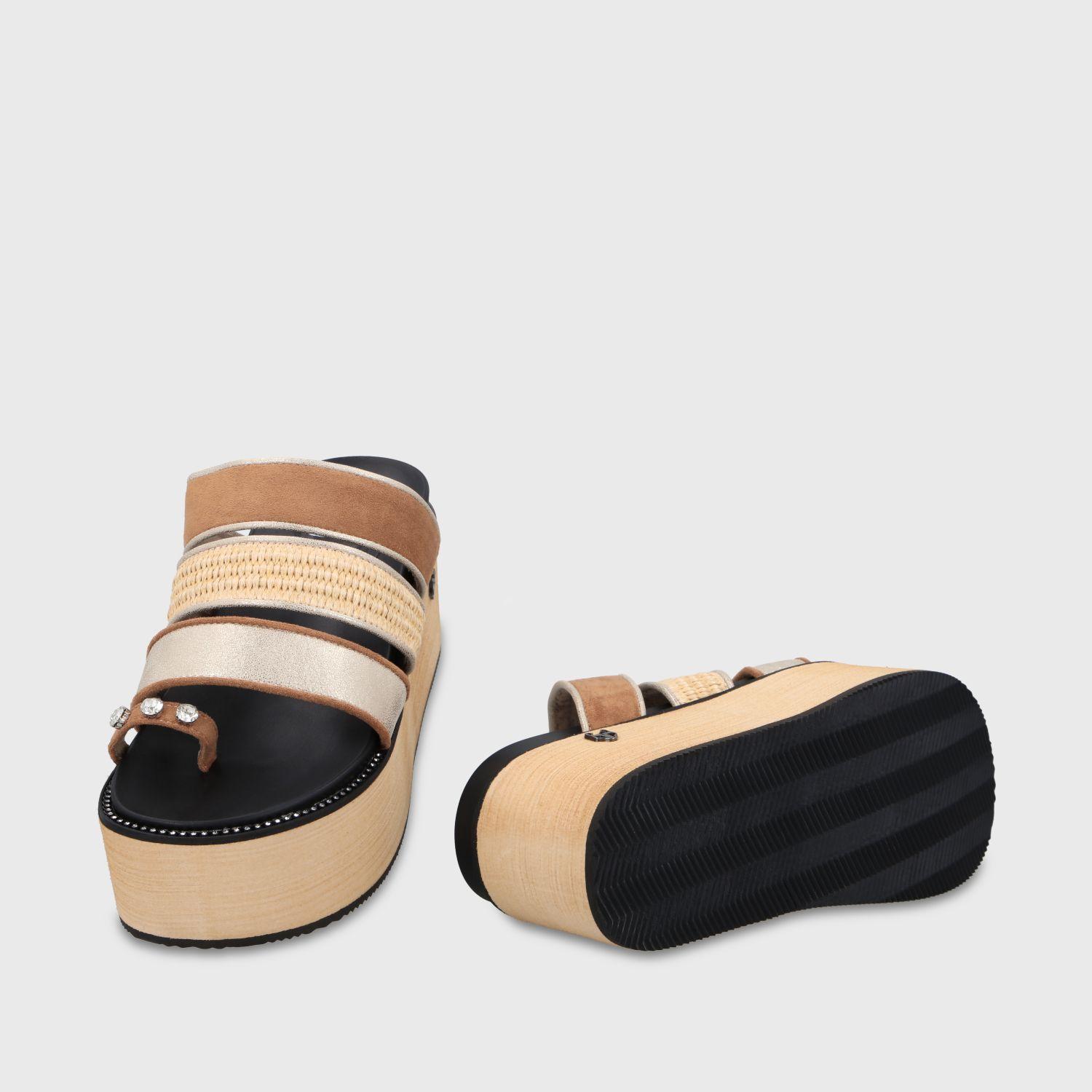 Sandalia Plataforma Beige Camel Mujer 15662 Gotta-6