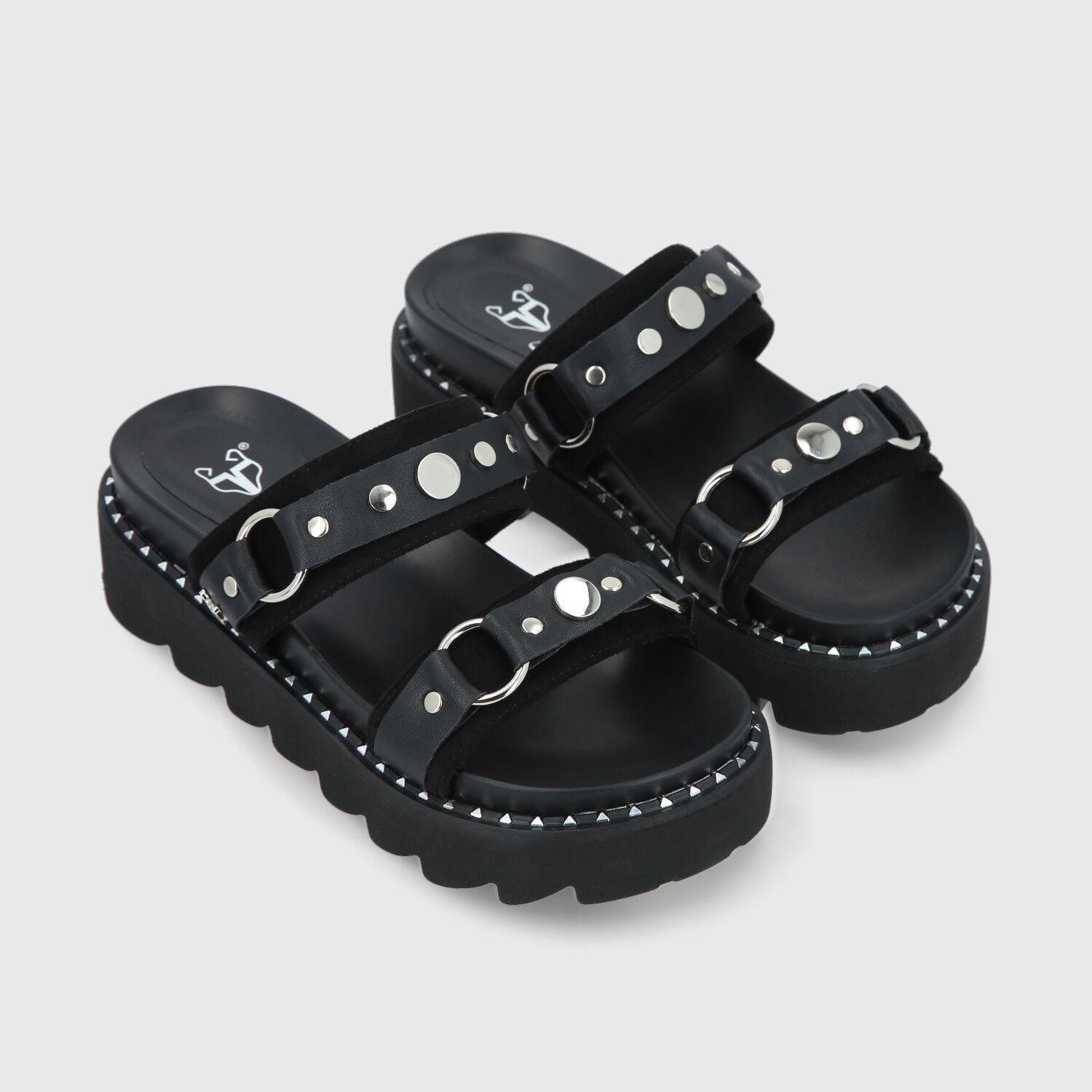 Sandalia Negra Mujer 1573B Gotta-2
