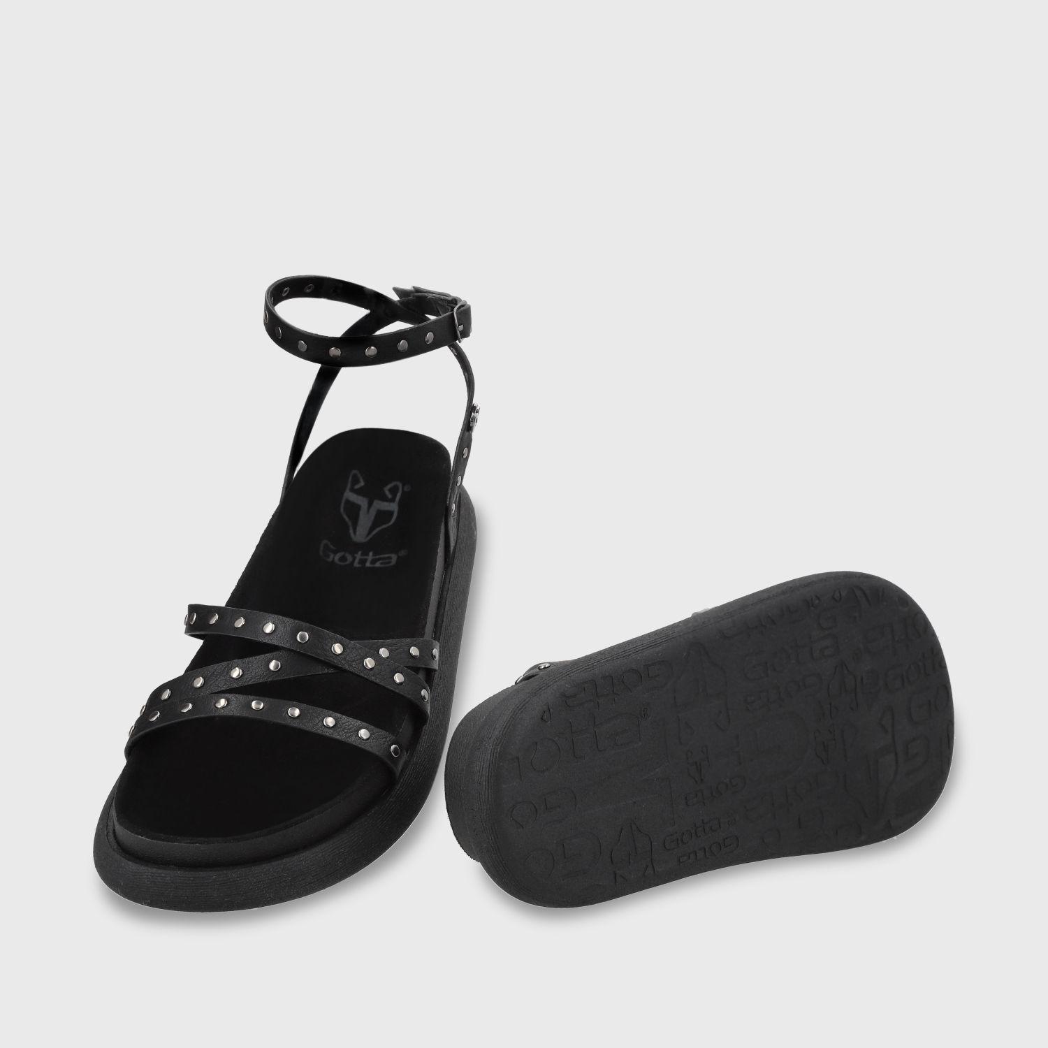 Sandalia Plano Negro Mujer 53703 Gotta-6
