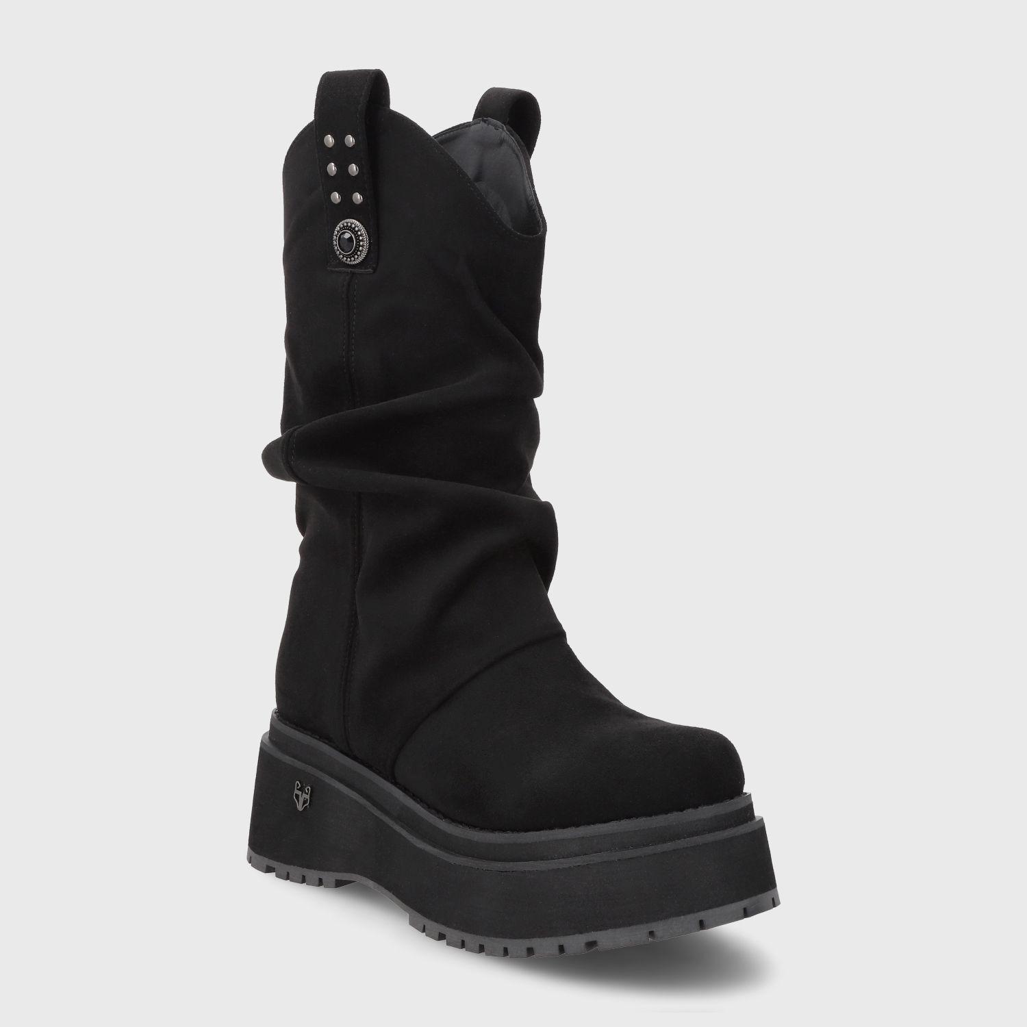 Bota Plataforma Negra Mujer 1509C Gotta-1