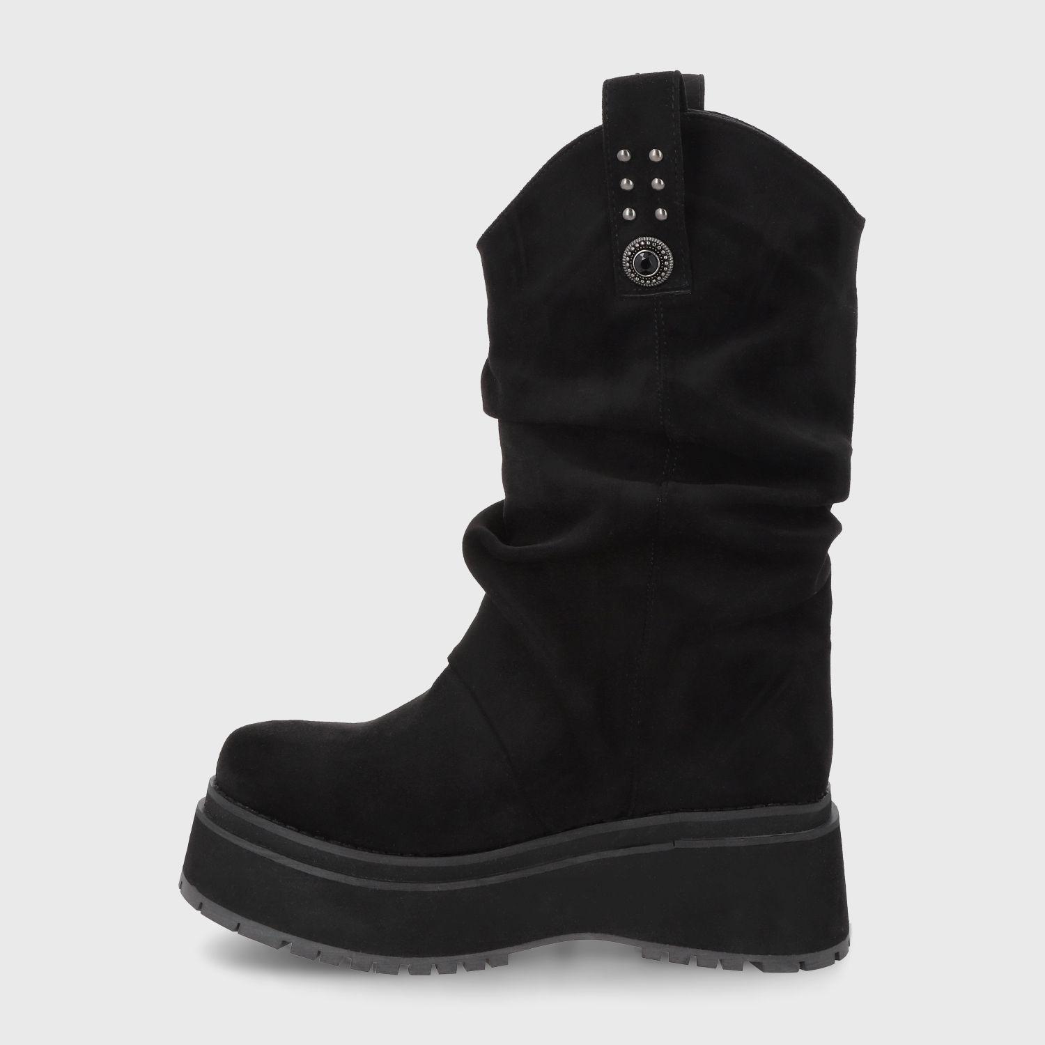 Bota Plataforma Negra Mujer 1509C Gotta-3