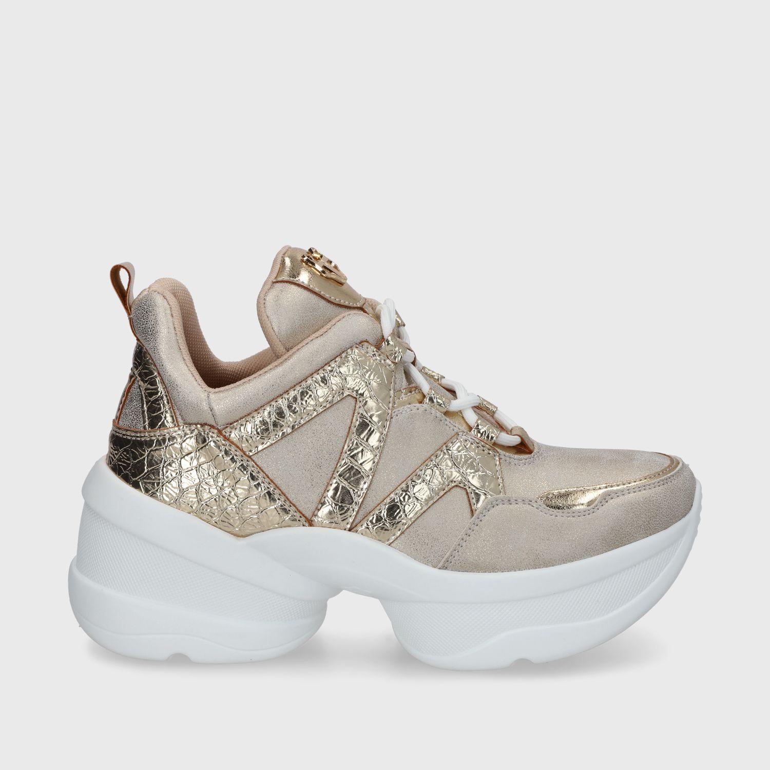Zapatilla Plataforma Dorada Mujer C7293 Gotta-0