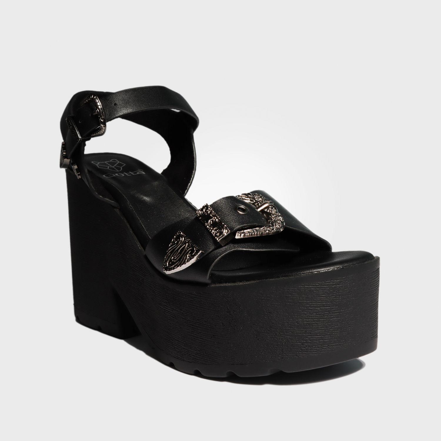 Sandalia Plataforma Negra Mujer 15693 Gotta-1