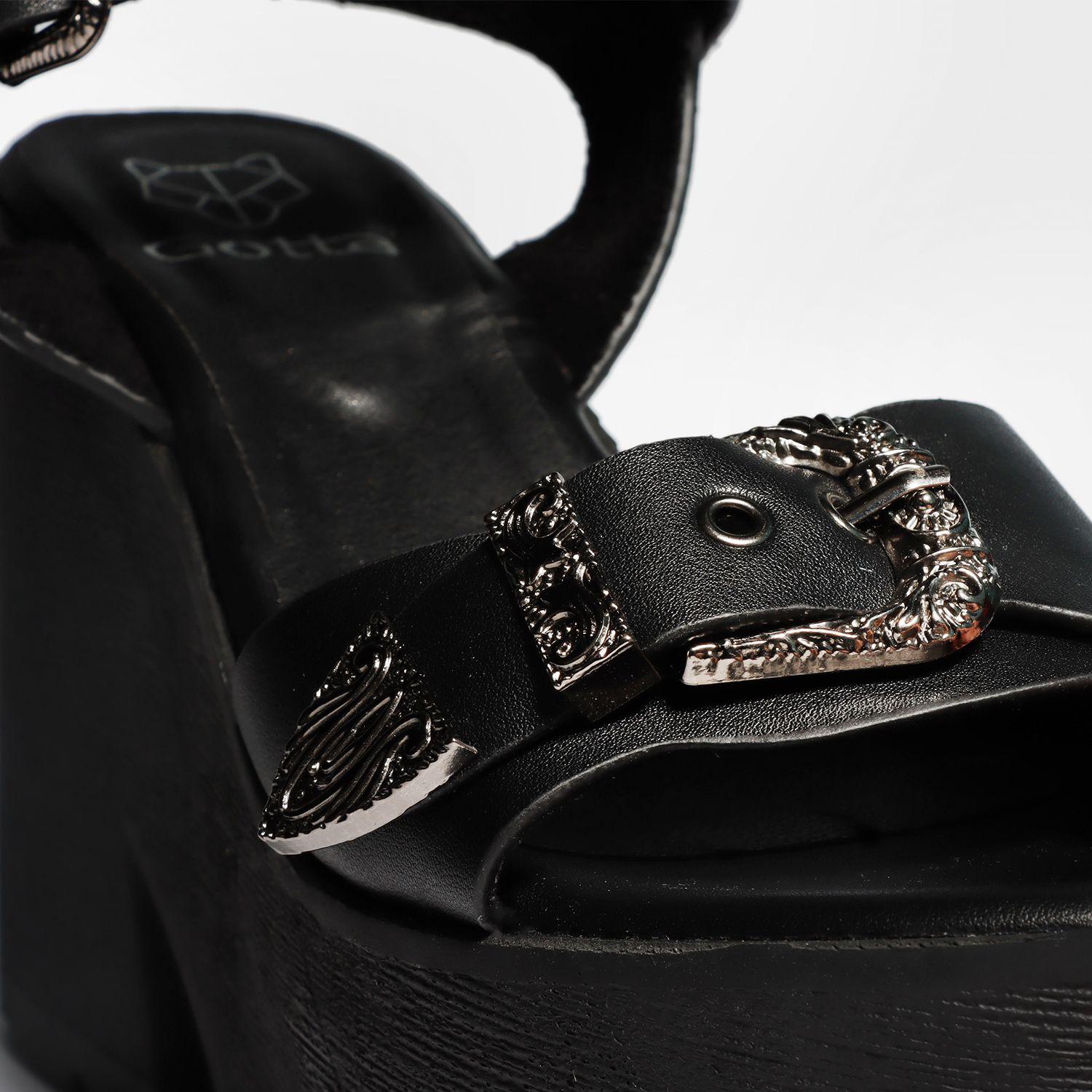 Sandalia Plataforma Negra Mujer 15693 Gotta-5
