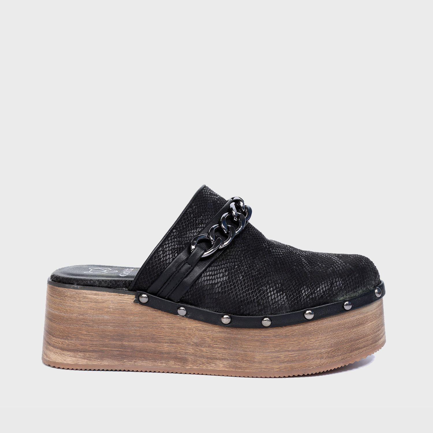 Zueco Madera Negro Mujer 25321 Gotta-0