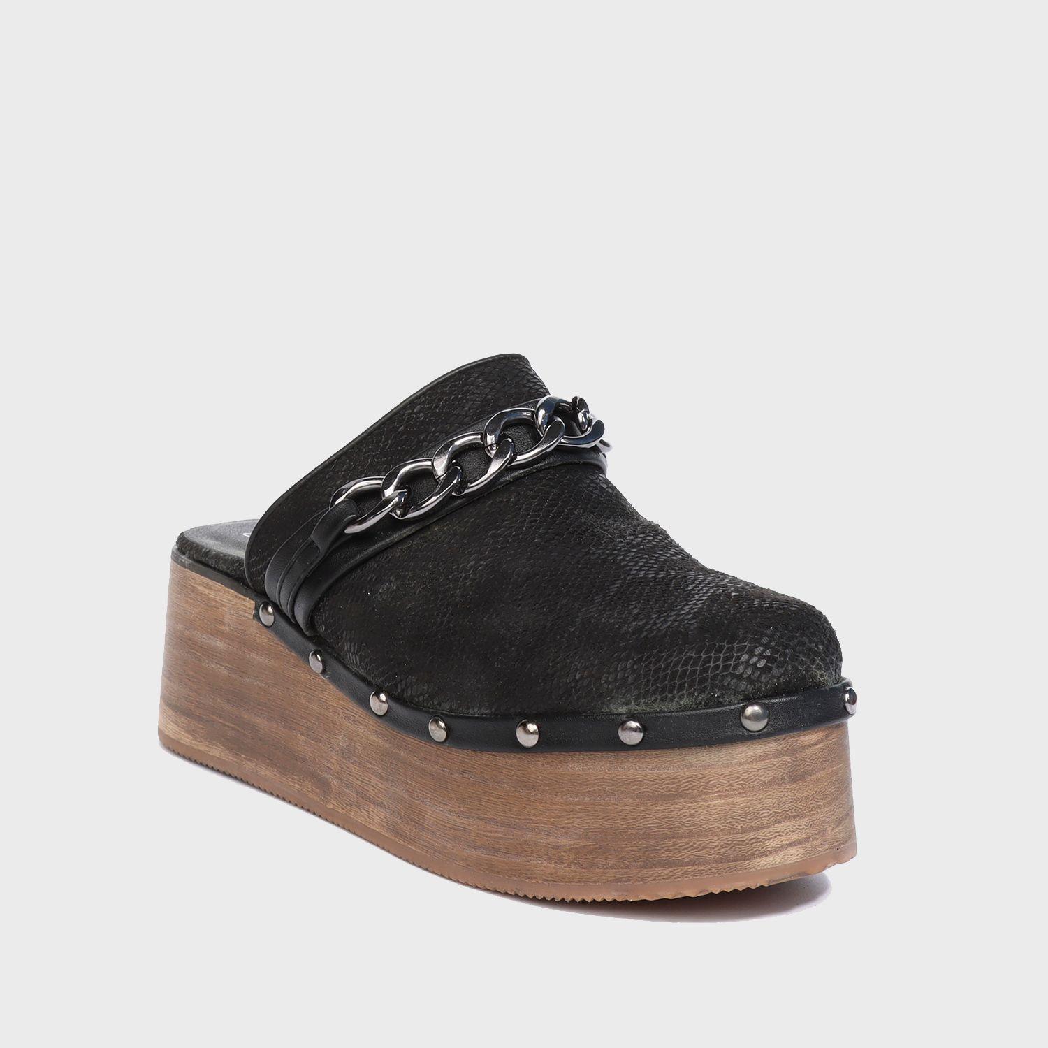 Zueco Madera Negro Mujer 25321 Gotta-1
