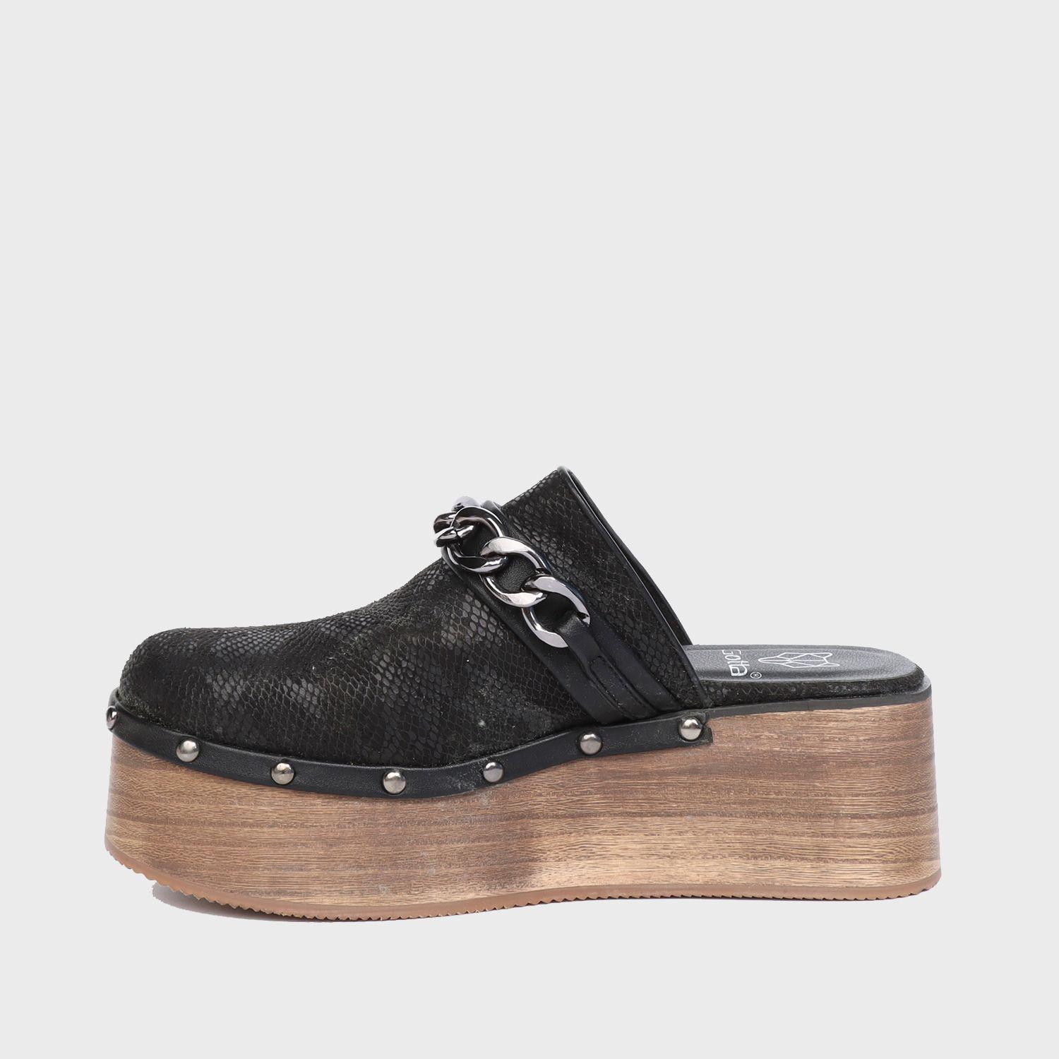 Zueco Madera Negro Mujer 25321 Gotta-3