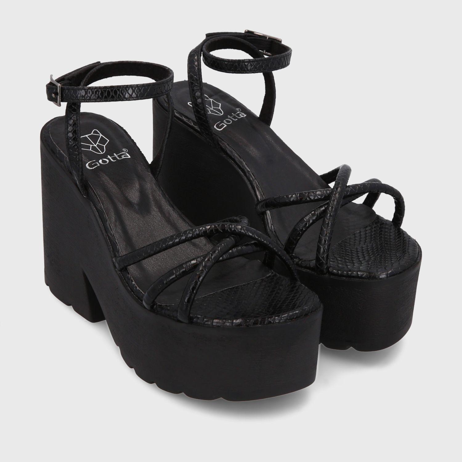 Sandalia Plataforma Negra Mujer 15694 Gotta-2