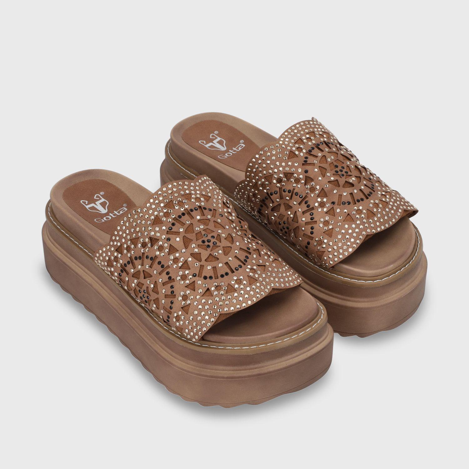 Sandalia Plataforma Café Mujer 25230 Gotta-2