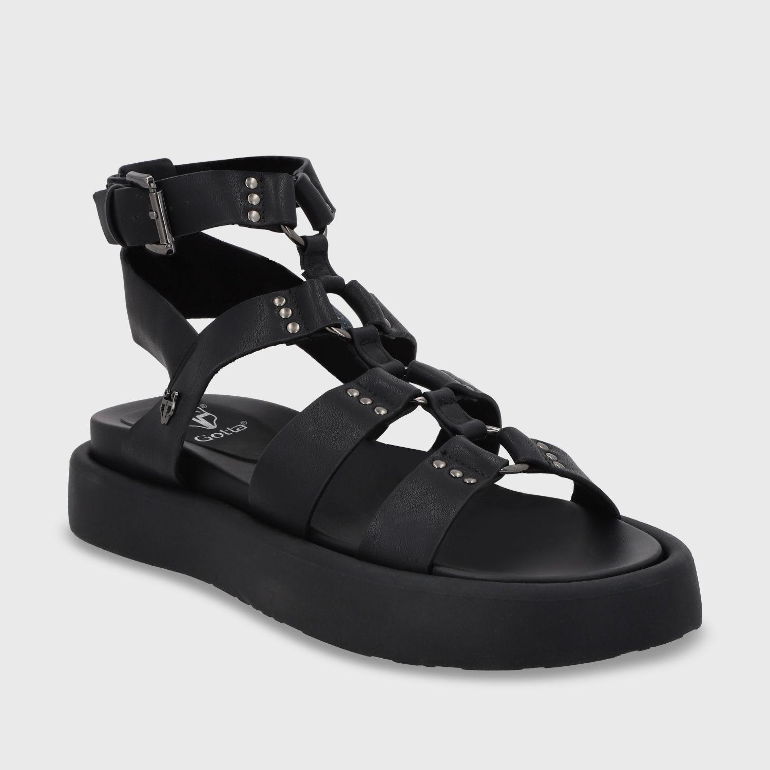 Sandalia Plana Negra Mujer 55952 Gotta-1