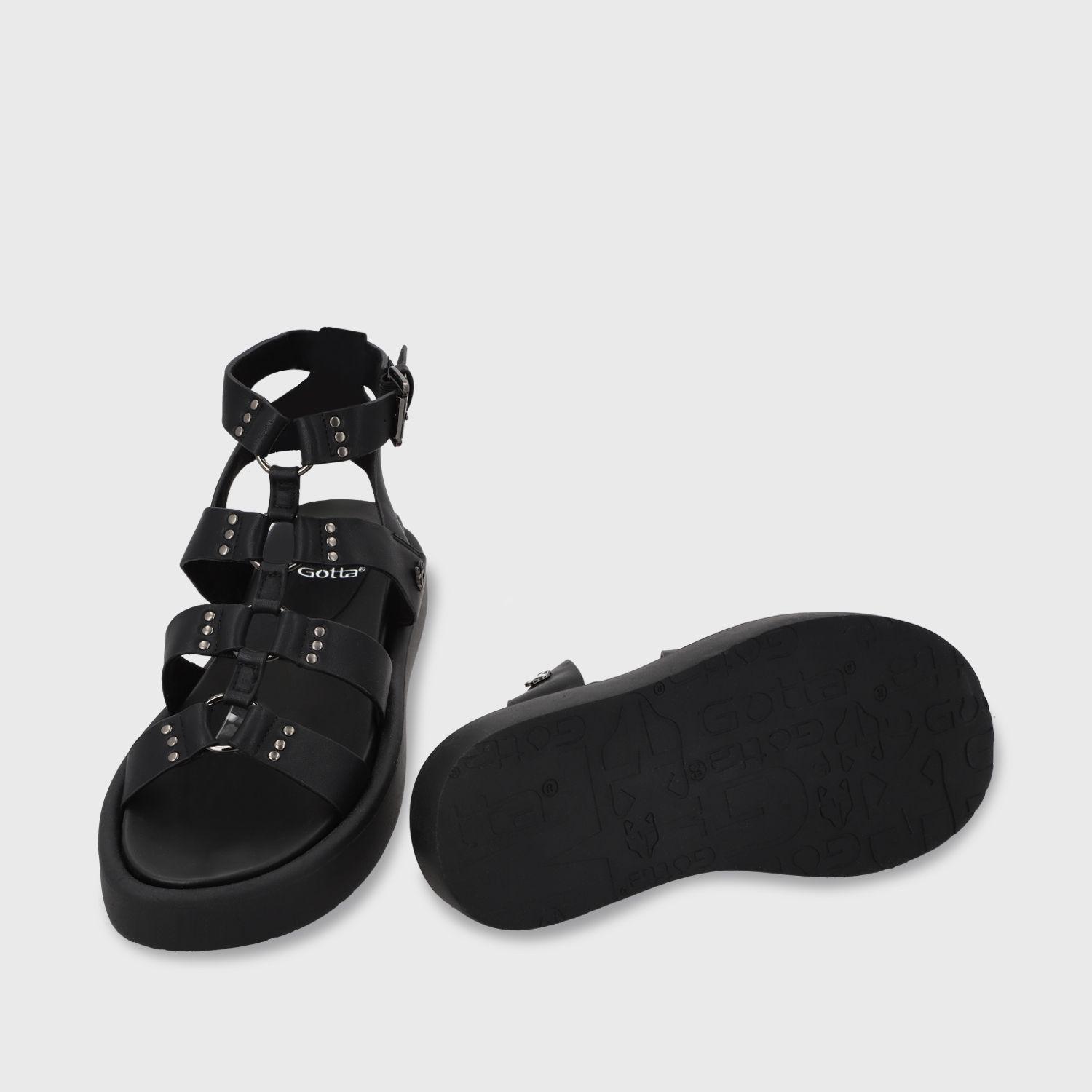 Sandalia Plana Negra Mujer 55952 Gotta-5