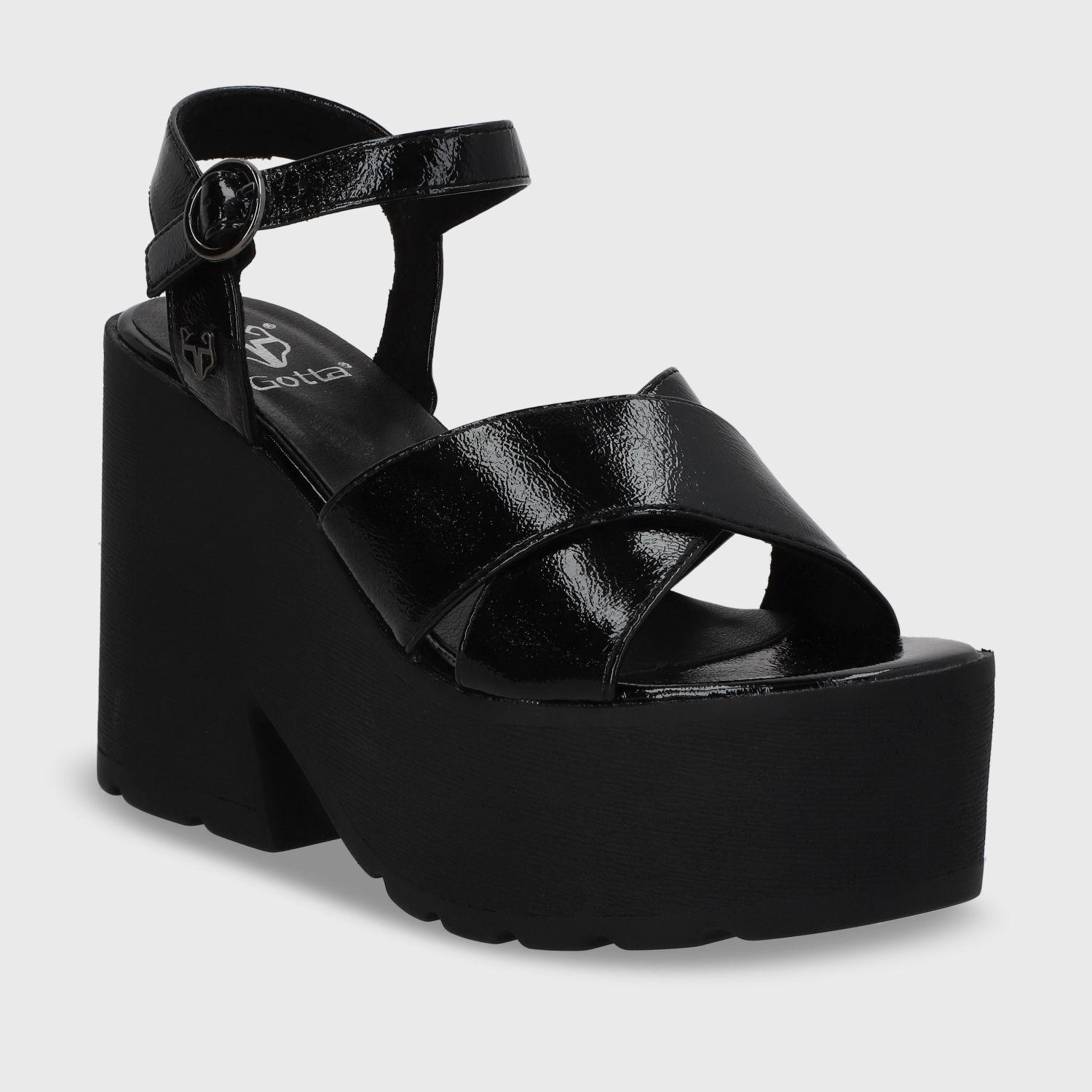 Sandalia Negra Mujer 15692 Gotta-1