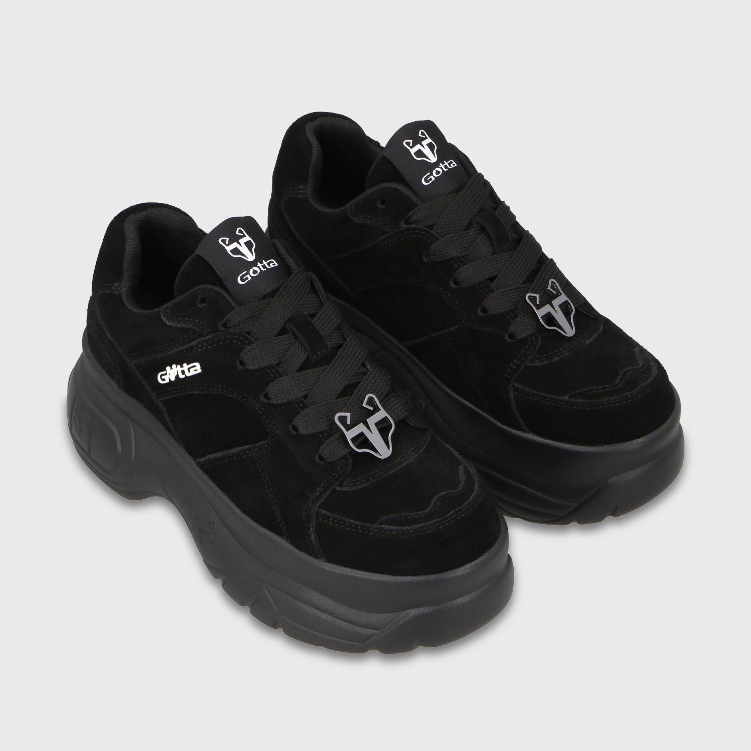 Zapatilla Plataforma Cuero Negra Mujer 9724A Gotta-2