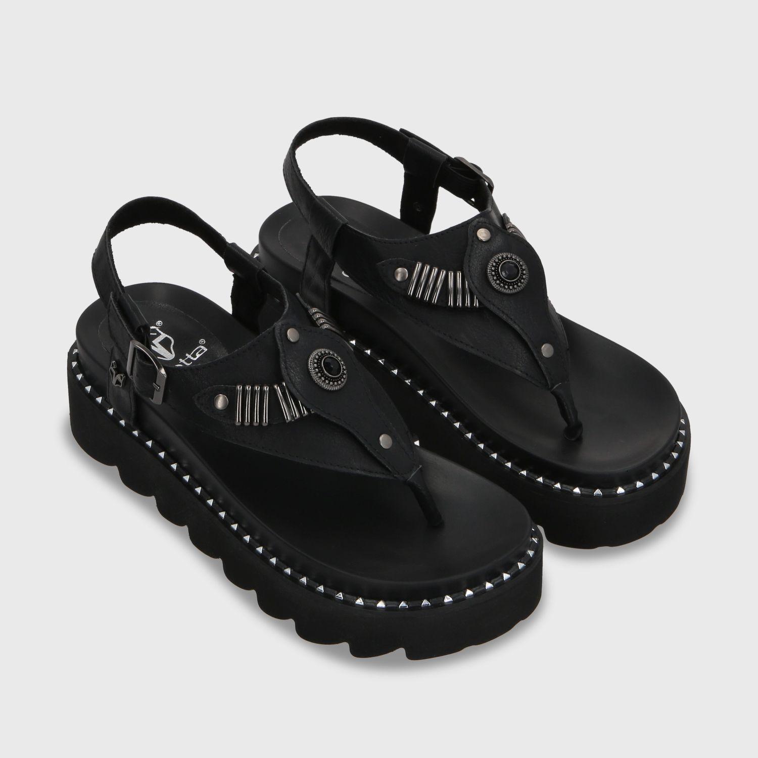 Sandalia Plana Negra Mujer 1573F Gotta-2