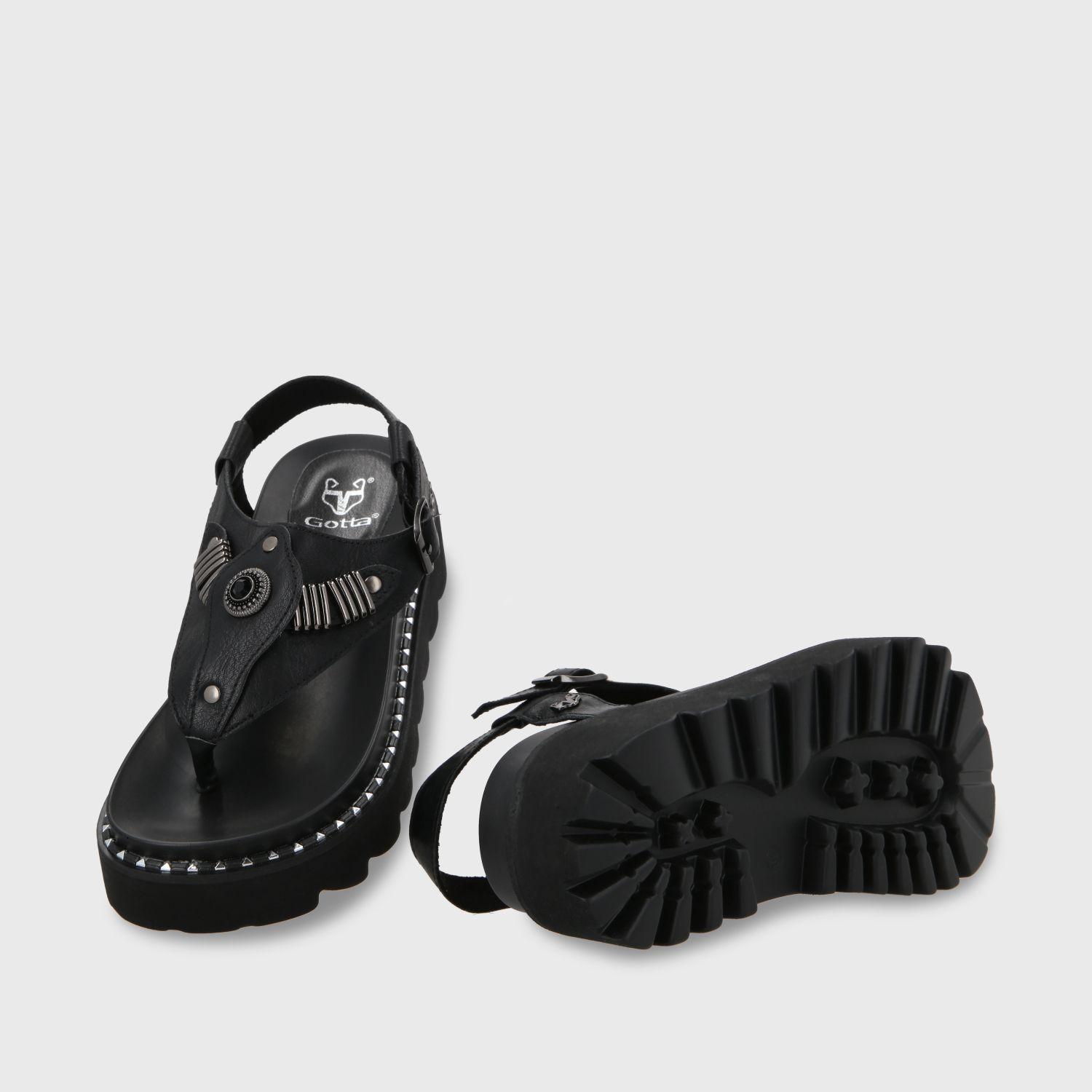 Sandalia Plana Negra Mujer 1573F Gotta-6