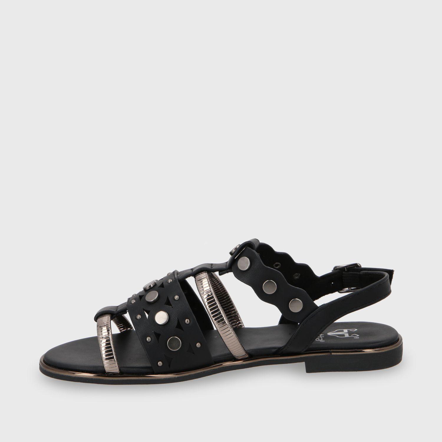 Sandalia Plano Negro Mujer 55212 Gotta-3
