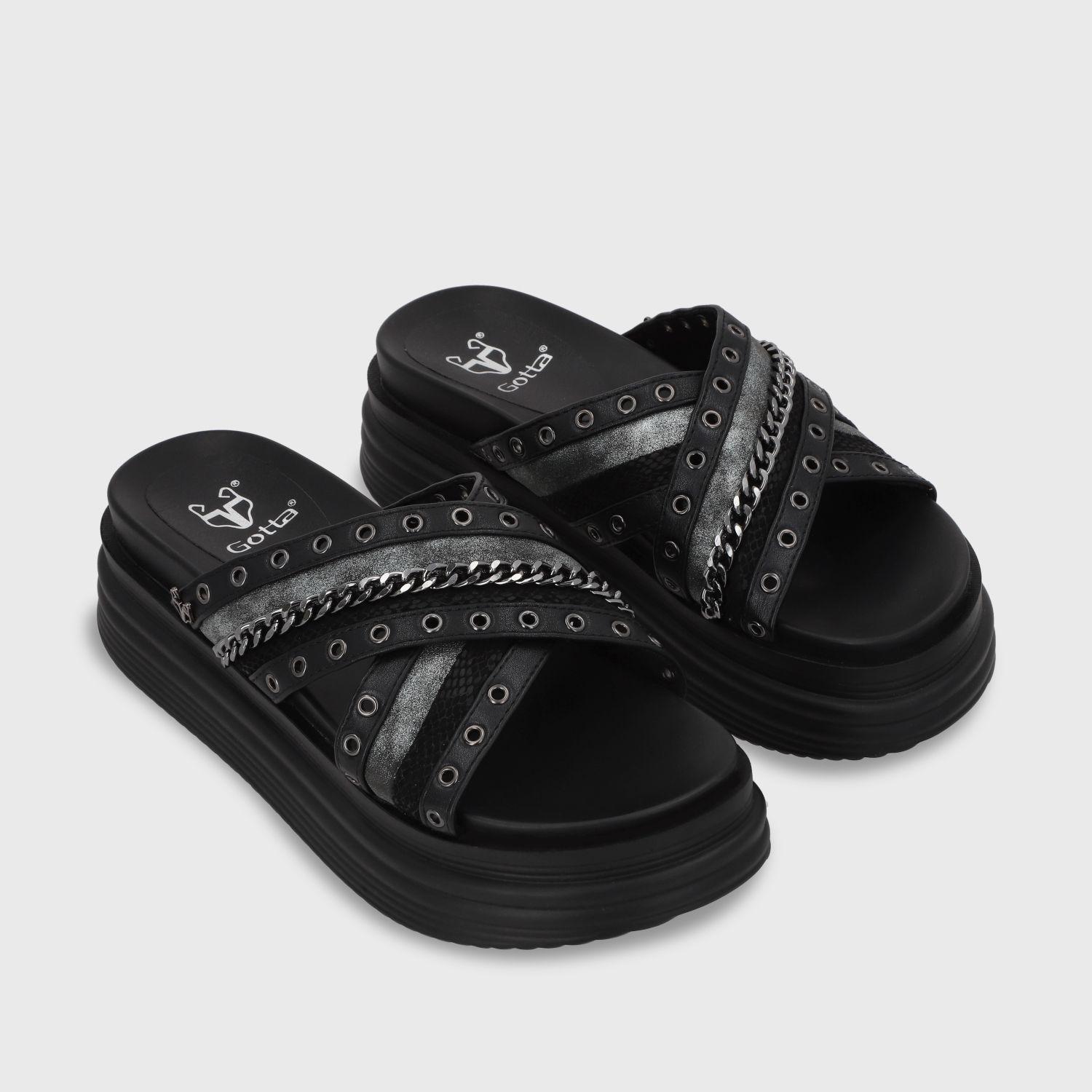 Sandalia Plataforma Negro Mujer 1571B Gotta-2